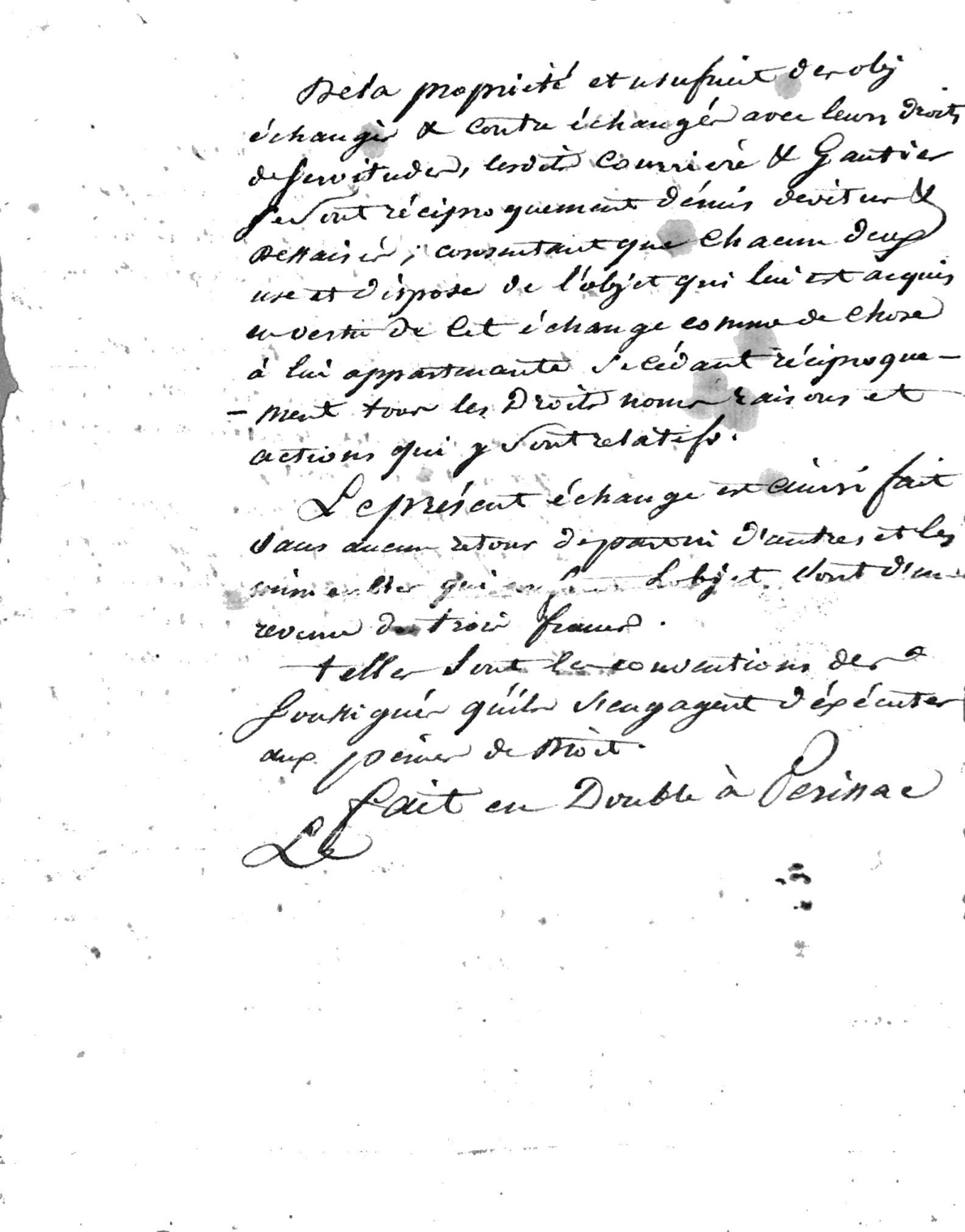 Act of Land Exchange between Pierre Courrière and Jean Gautier - Page 2