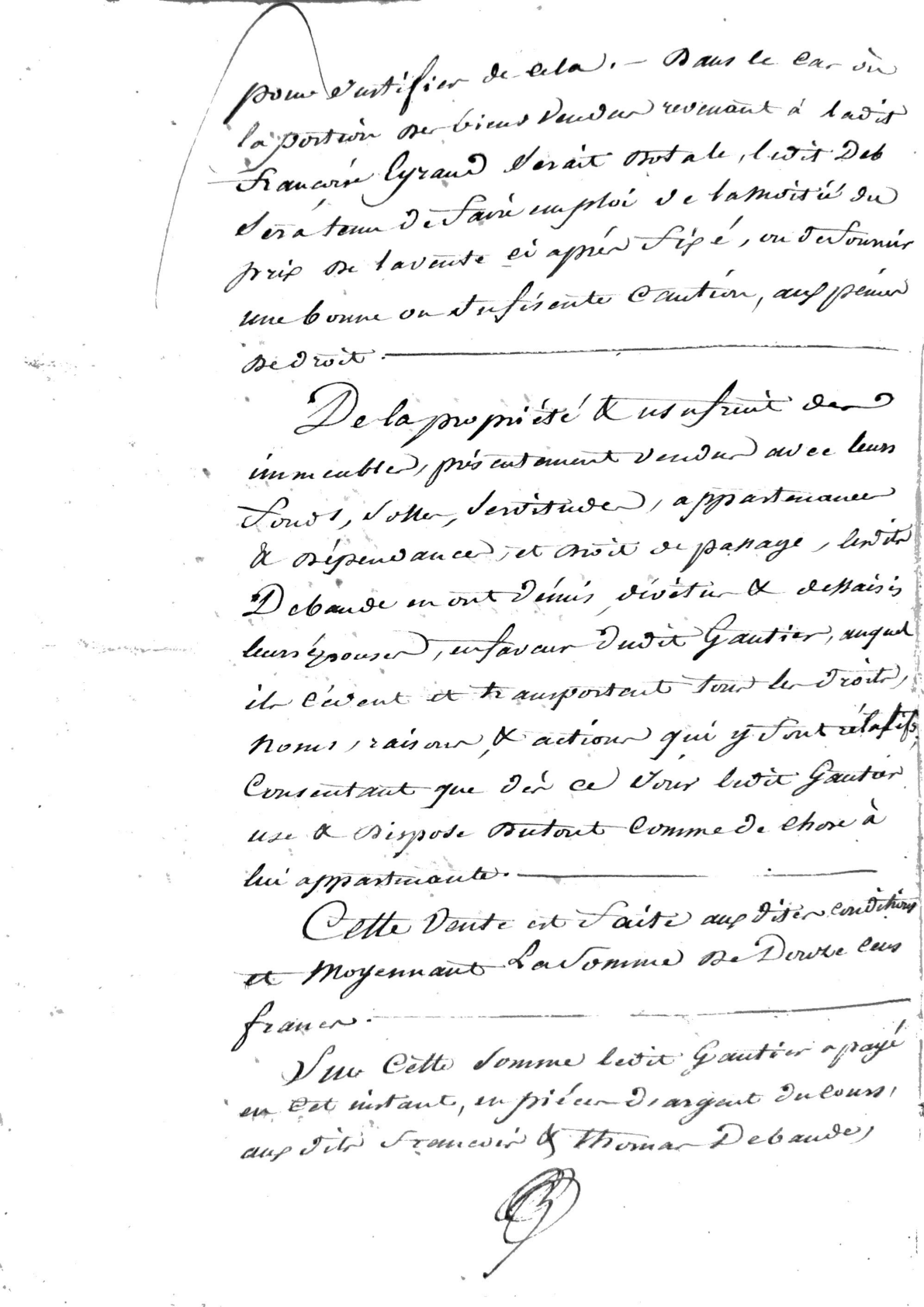 Deed of Sale: Land in Vérac to Jean Gautier (1820) - Page 4
