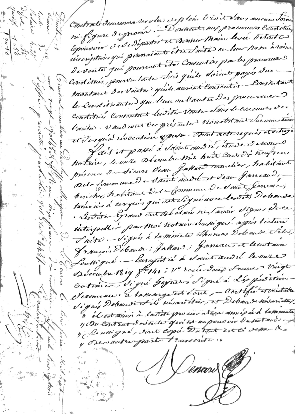 Deed of Sale: Land in Vérac to Jean Gautier (1820) - Page 8