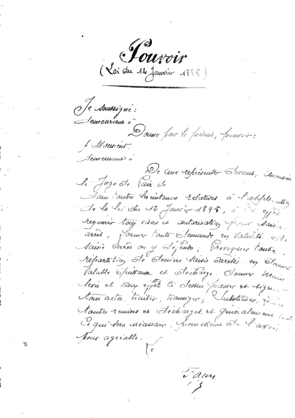 Unfilled 1895 Power of Attorney Form and 1815 Handwritten Receipt