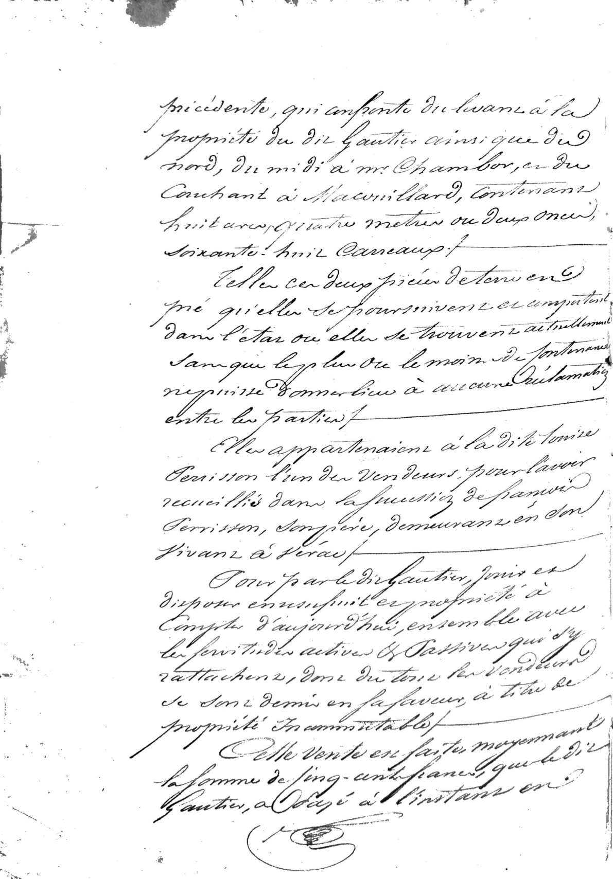 1829 Notarial Deed of Land Sale: Montau to Gautier - Page 3