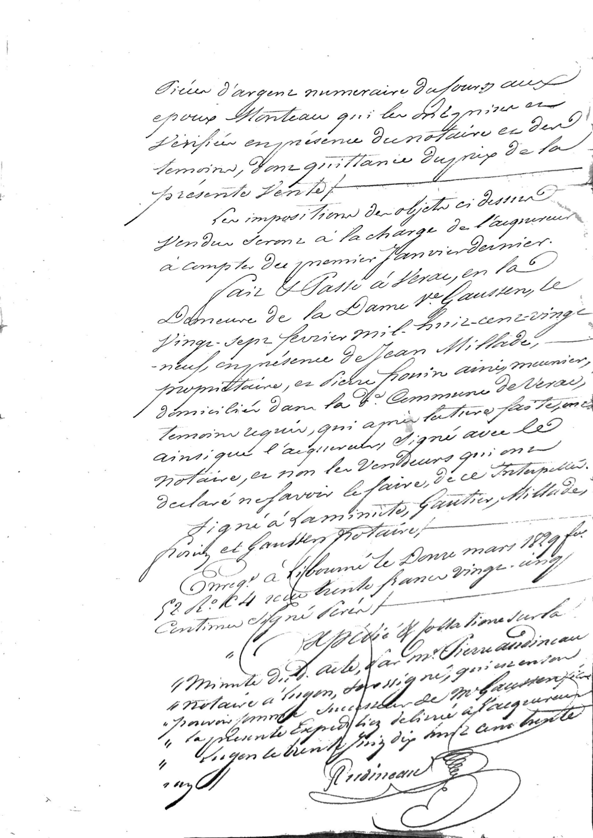 1829 Notarial Deed of Land Sale: Montau to Gautier - Page 4