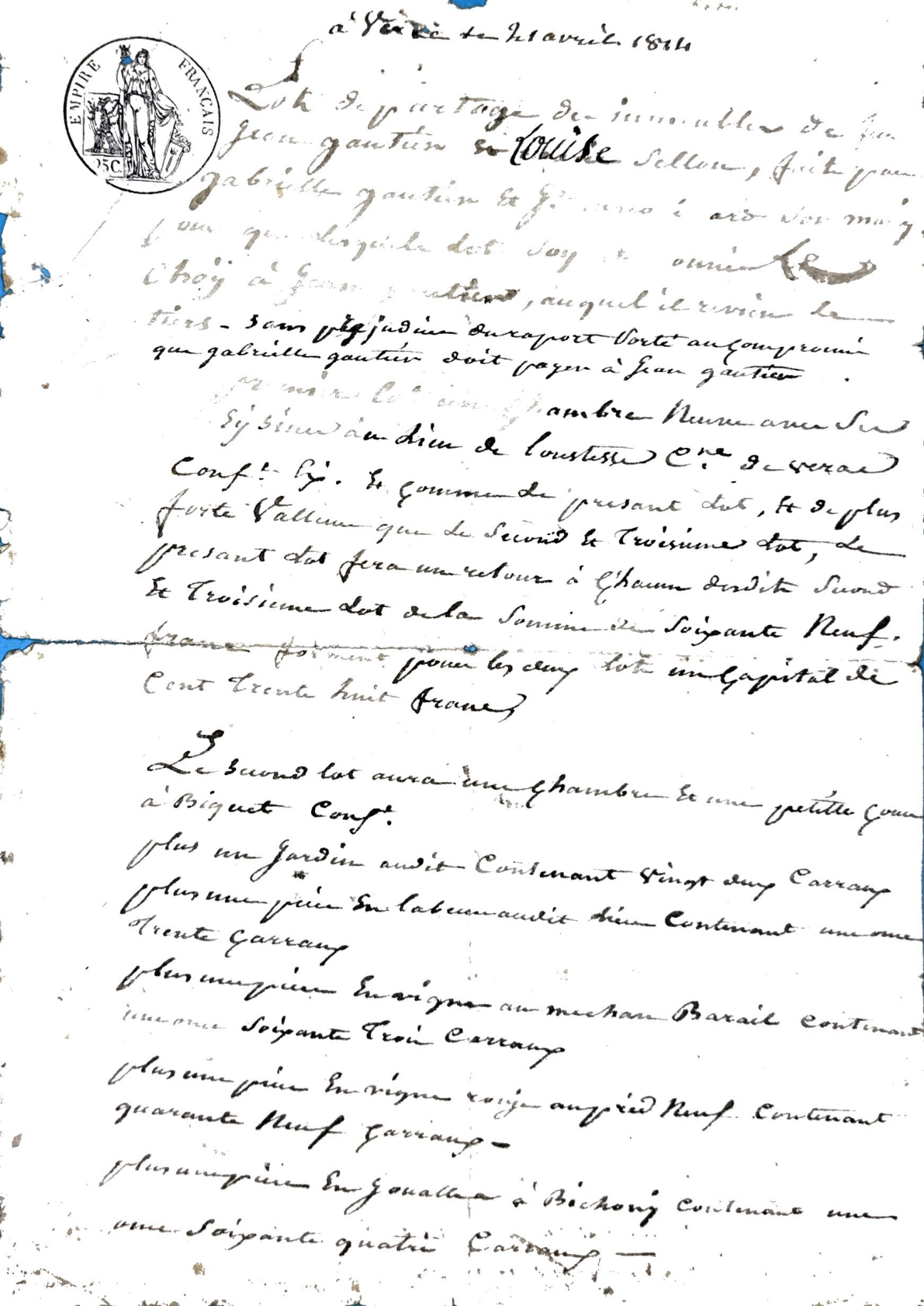 Gautier Family Estate Partition (1864) and Restoration-Era Legal Judgment - Page 4