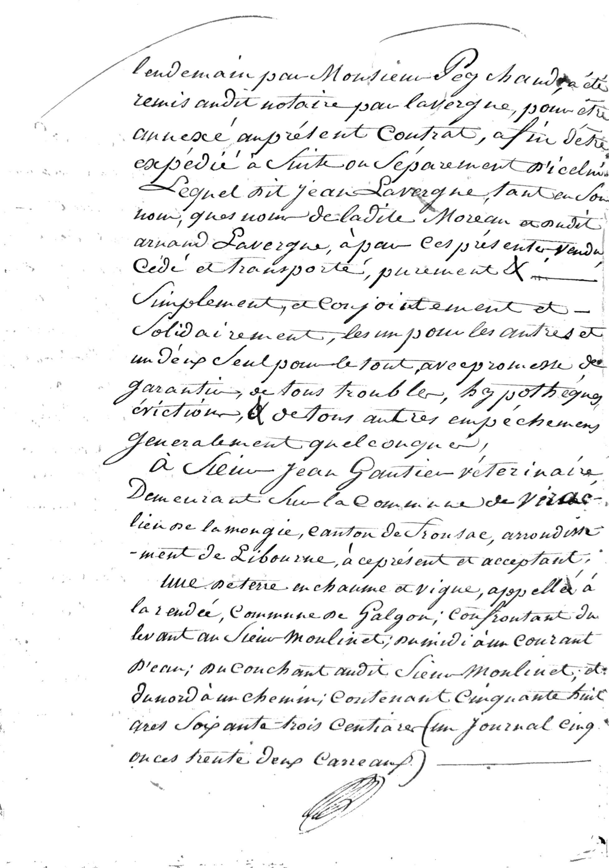 Sale of Land in Galgon by Jean Lavergne to Jean Gautier (1830) - Page 3