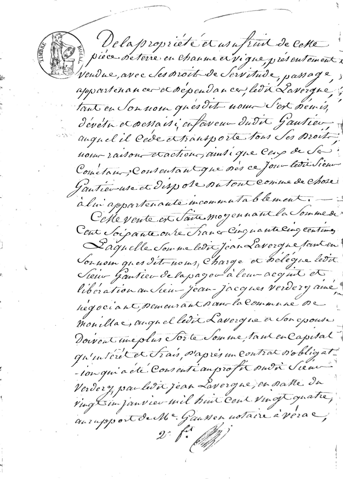 Sale of Land in Galgon by Jean Lavergne to Jean Gautier (1830) - Page 4