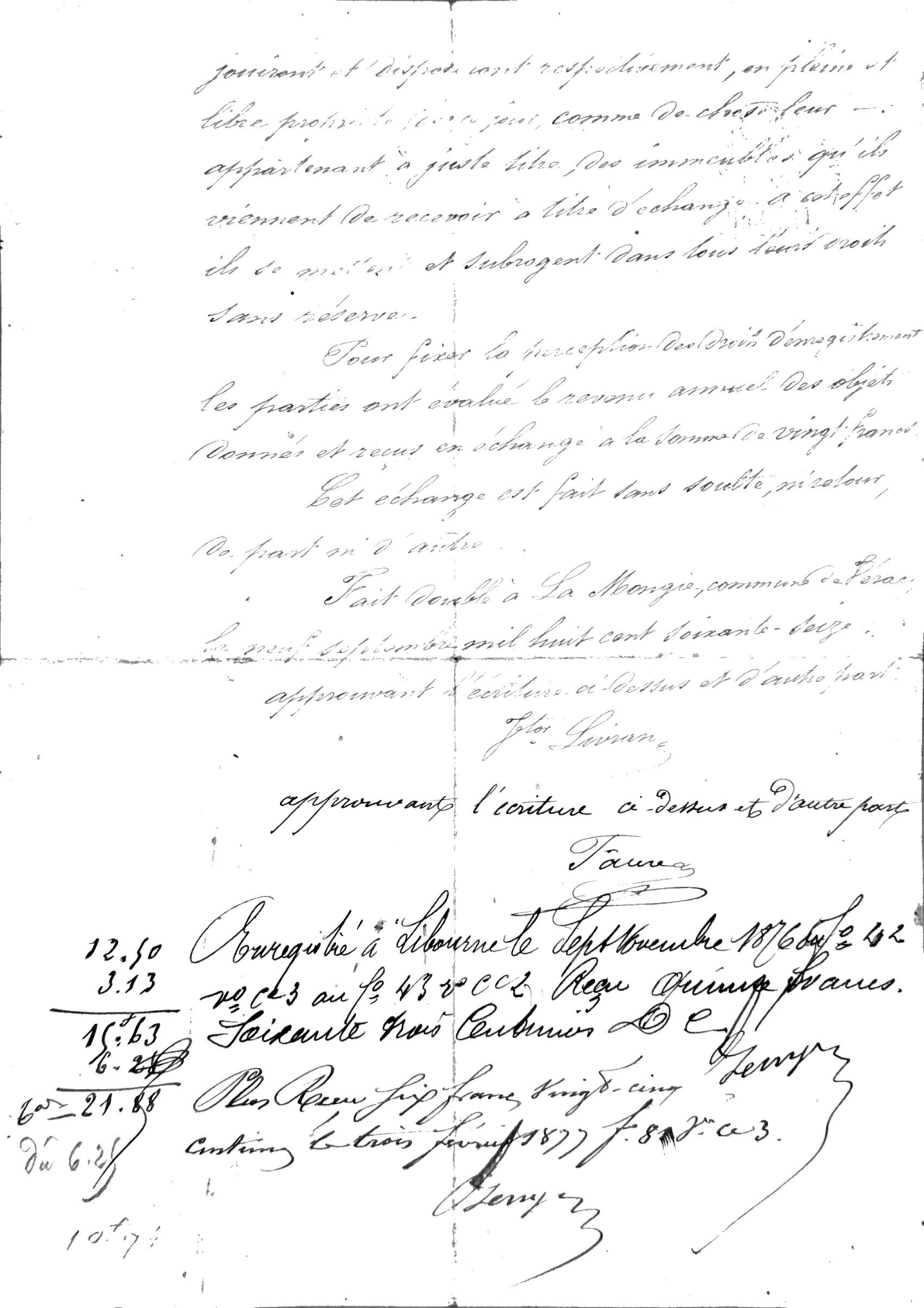 Land Exchange Deed between Jean Victor Livran and Jean Faure (1876) - Page 2