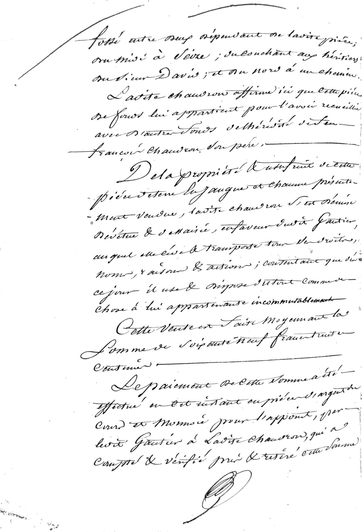 1823 Deed of Sale: Chaudron to Gautier in Salignac - Page 2
