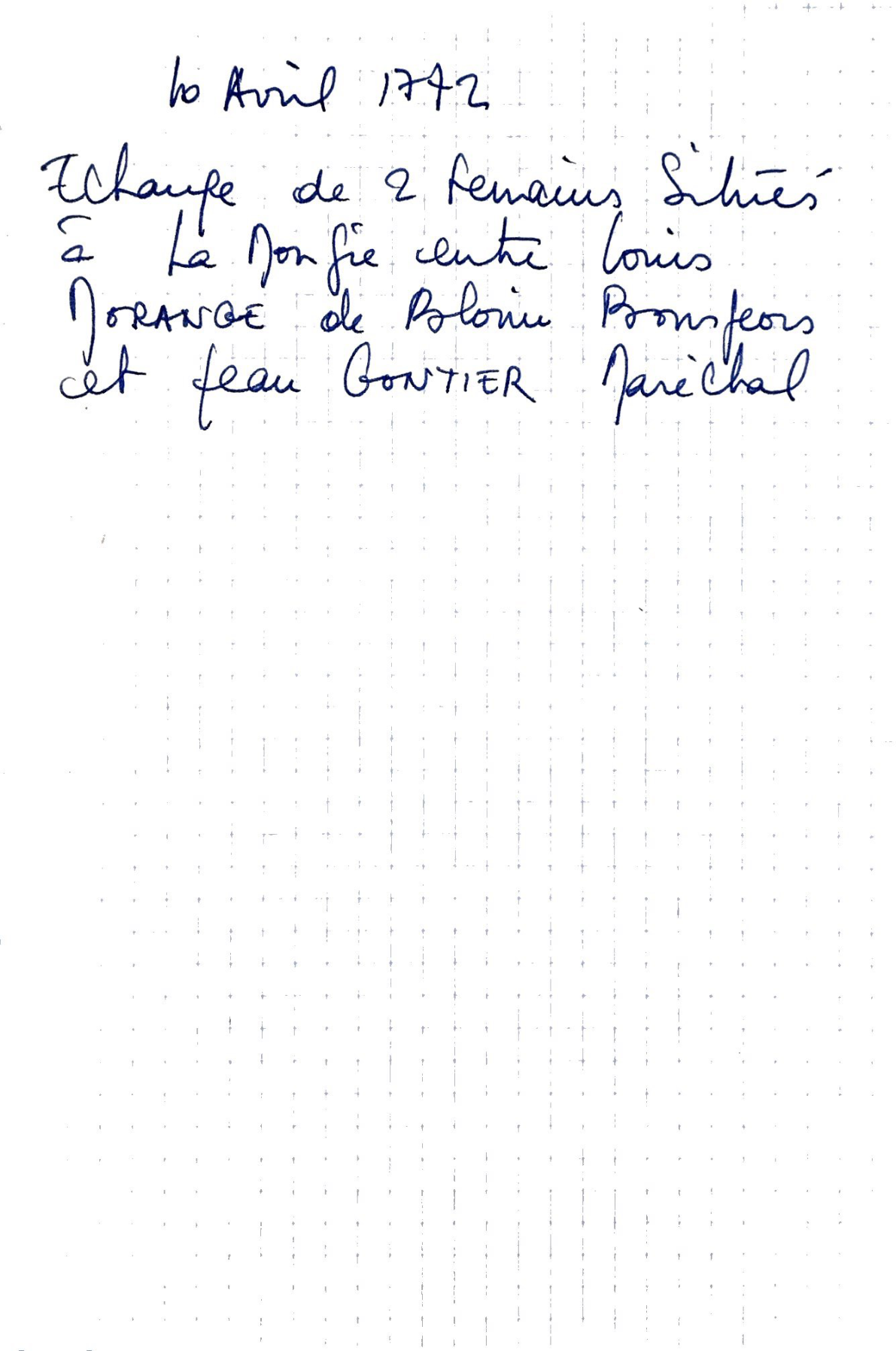 Land Exchange Deed Between Louis Morange and Jean Gautier (1772)