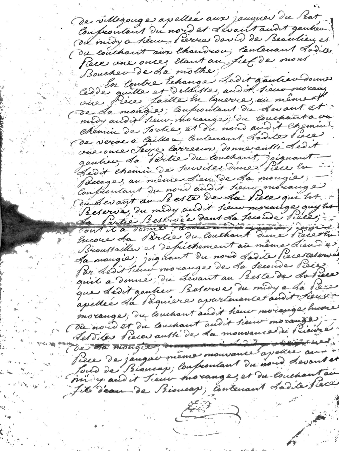 Land Exchange Deed Between Louis Morange and Jean Gautier (1772) - Page 3