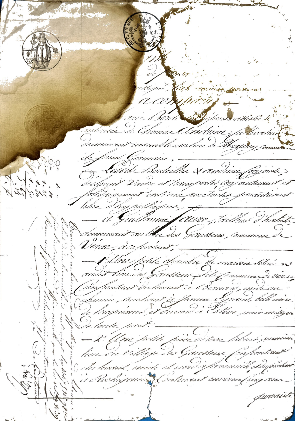 Deeds of Sale to Guillaume Faure in Vérac (1826, 1830) - Page 7