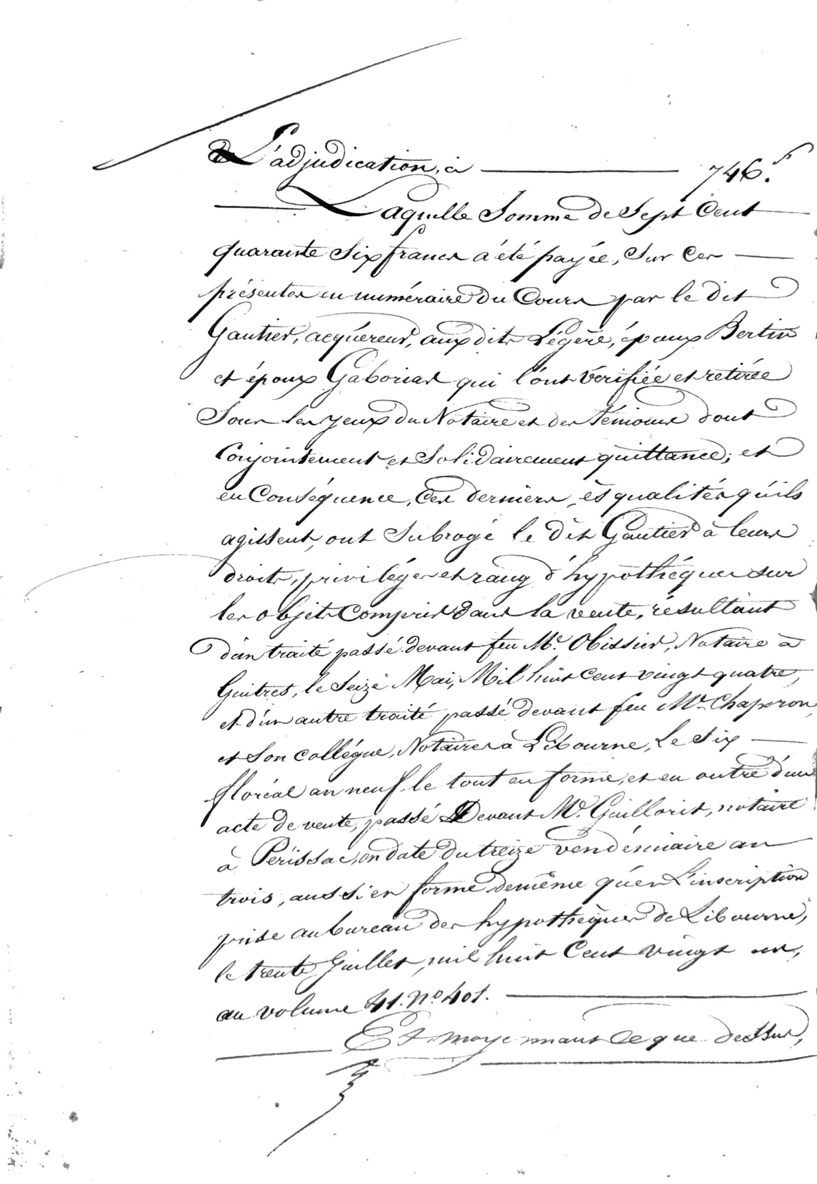 Notarial Discharge of Land Auction Debt (Guitres, 1830) - Page 5