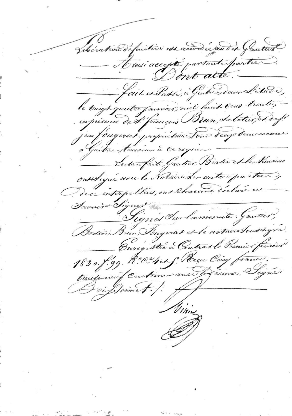 Notarial Discharge of Land Auction Debt (Guitres, 1830) - Page 6