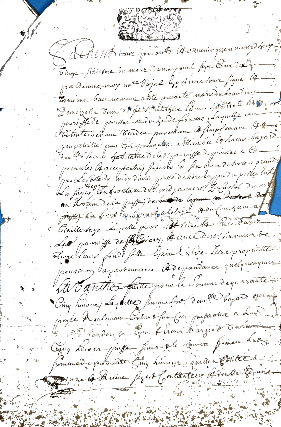 Deed of Sale and Possession of Land in Périssac (1710-1723) - Page 4
