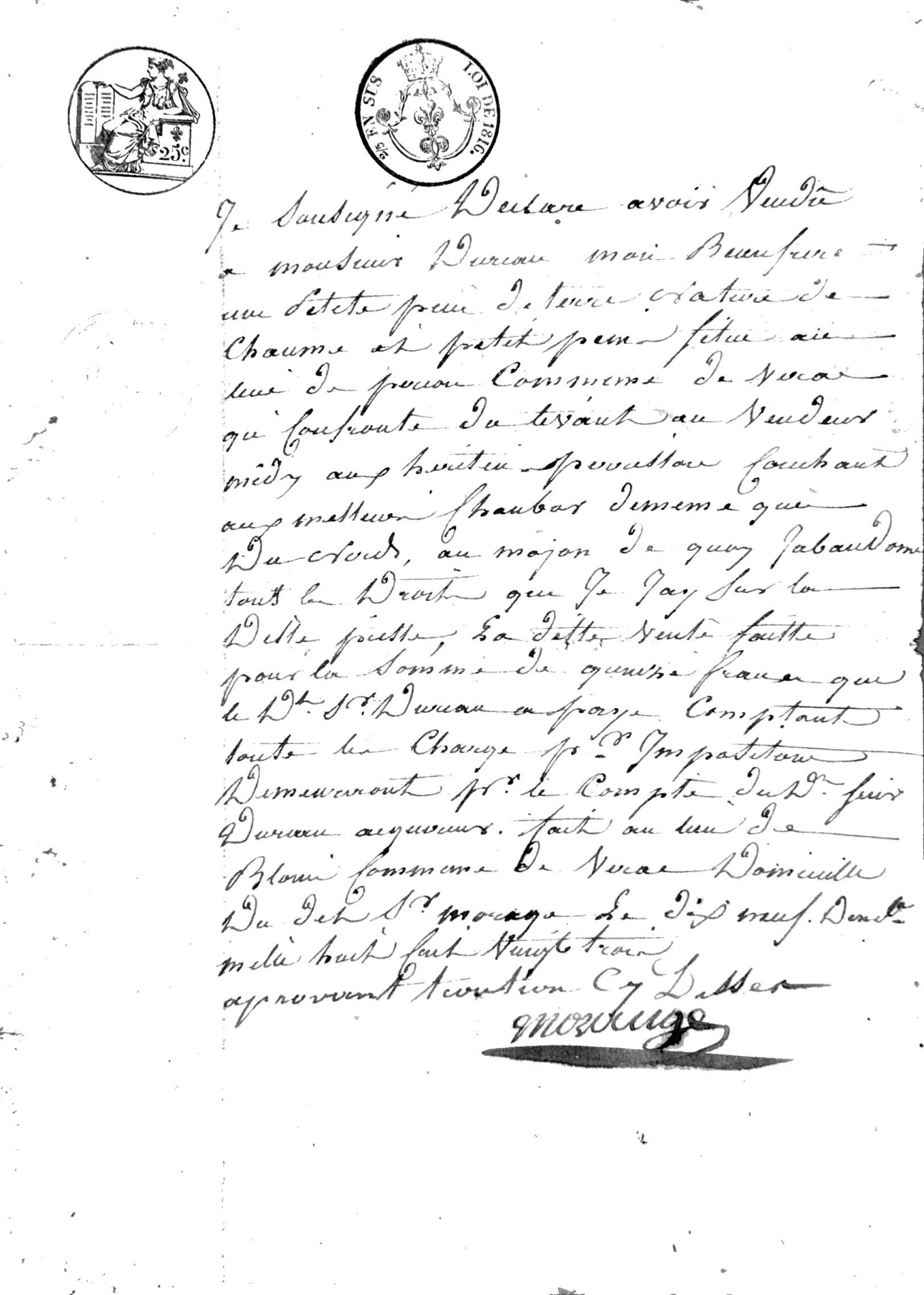 1858 Notarial Deed of Sale: Guibert to Meynard (Vérac, France) - Page 2