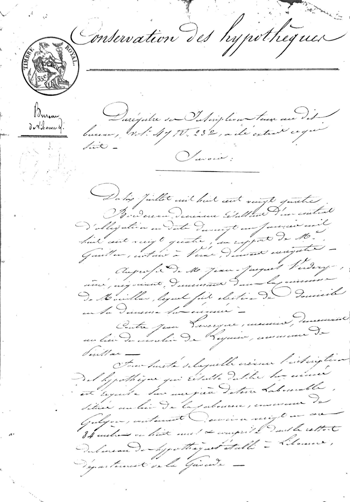 1858 Notarial Deed of Sale: Guibert to Meynard (Vérac, France) - Page 4