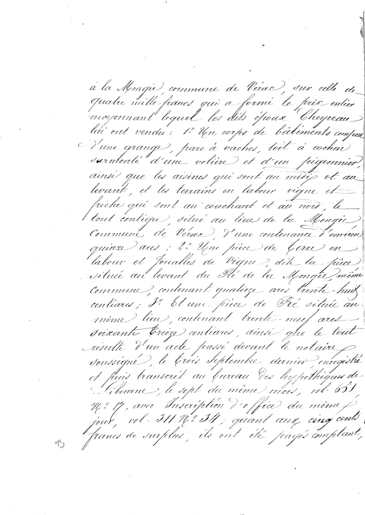 1869 Assignment of Debt and Mortgage Subrogation: Cheyreau to Guyonnet - Page 3