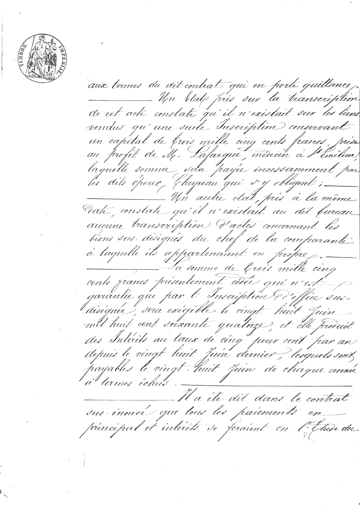 1869 Assignment of Debt and Mortgage Subrogation: Cheyreau to Guyonnet - Page 4