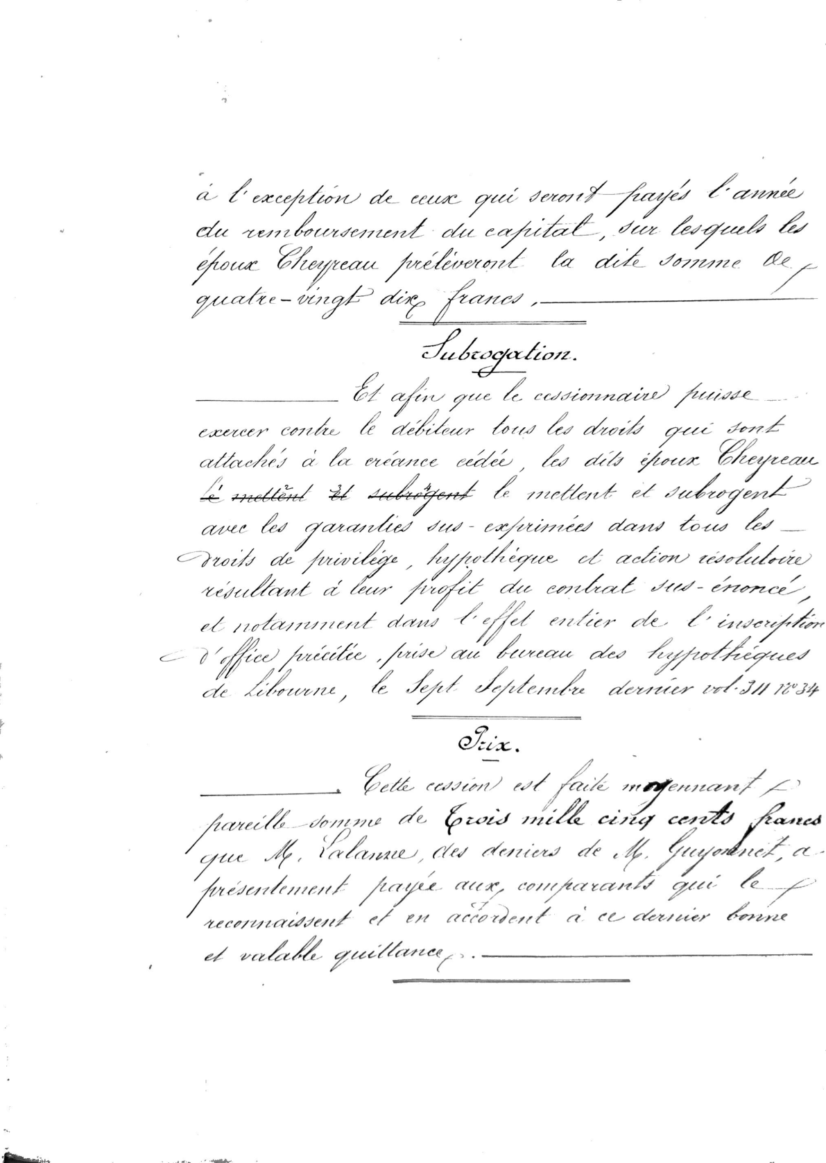 1869 Assignment of Debt and Mortgage Subrogation: Cheyreau to Guyonnet - Page 6