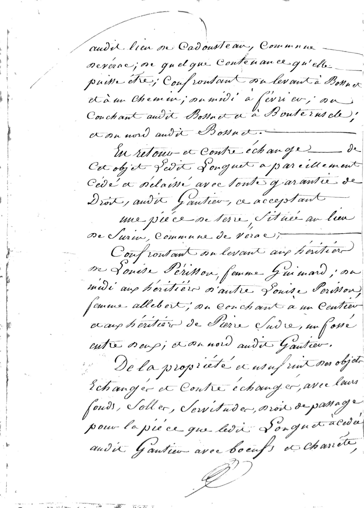 Notarized Land Exchange Deed: Gautier and Longuet (1823) - Page 3