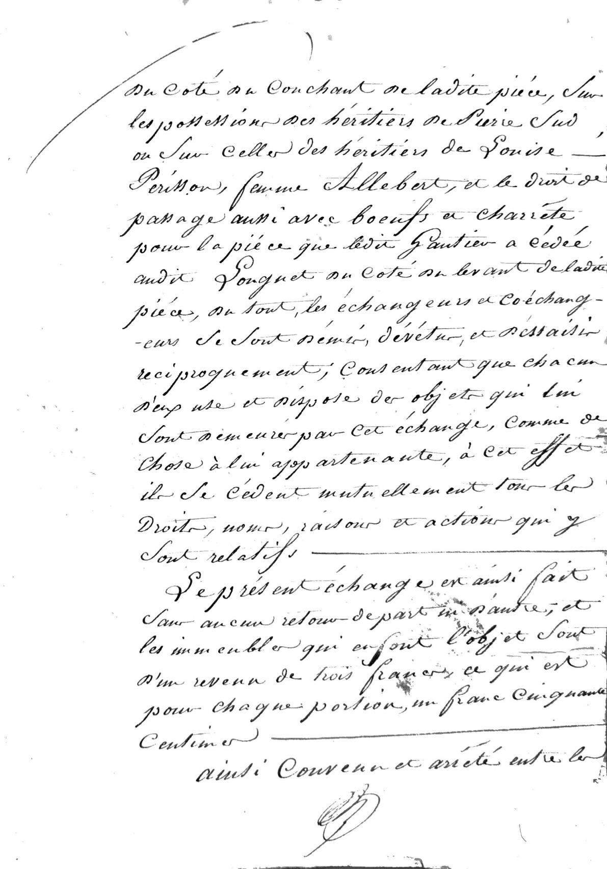 Notarized Land Exchange Deed: Gautier and Longuet (1823) - Page 4