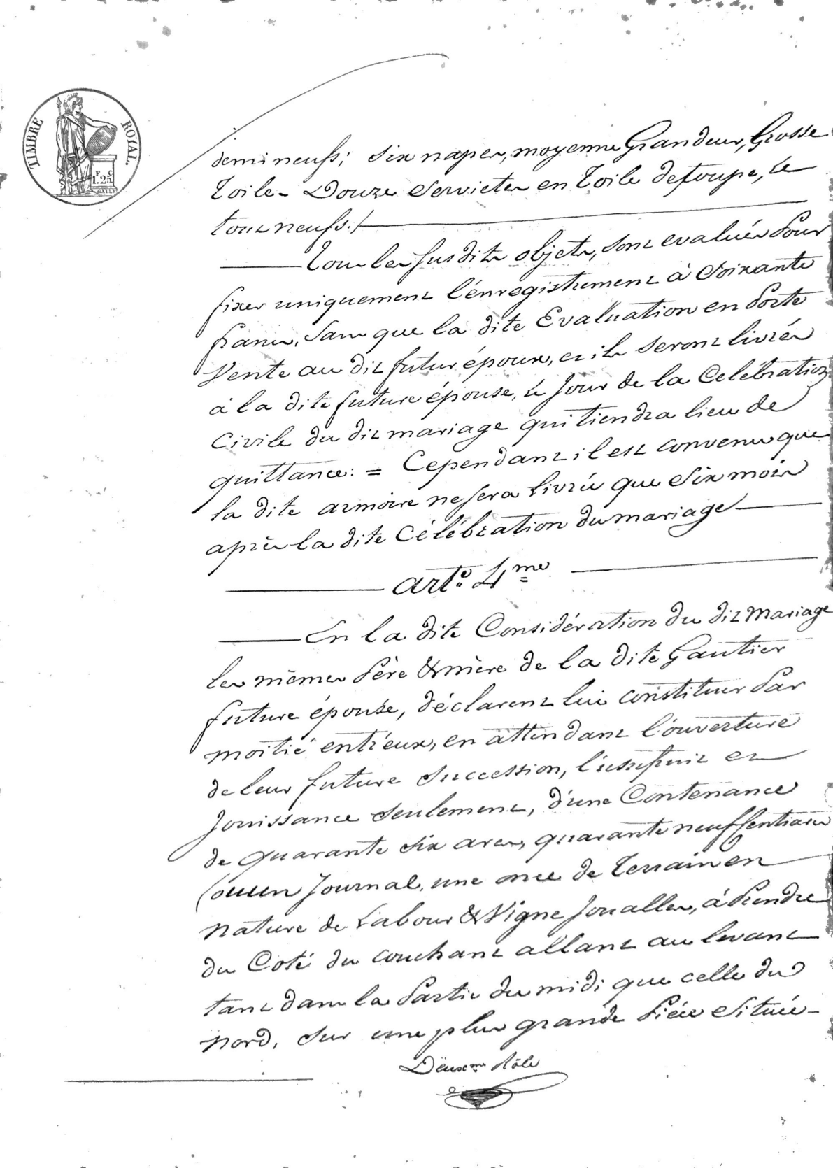 Marriage Contract between Jean Faure and Elizabeth Gautier (1838) - Page 3