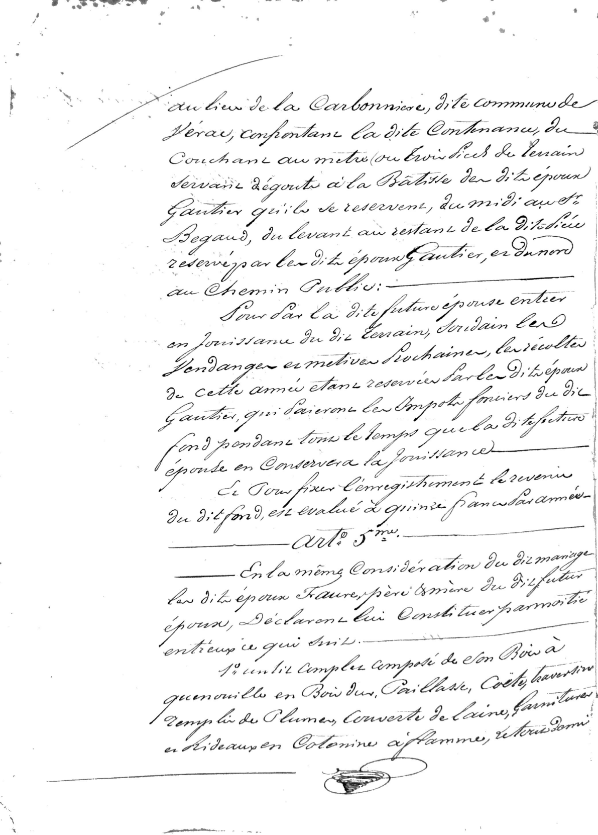 Marriage Contract between Jean Faure and Elizabeth Gautier (1838) - Page 4