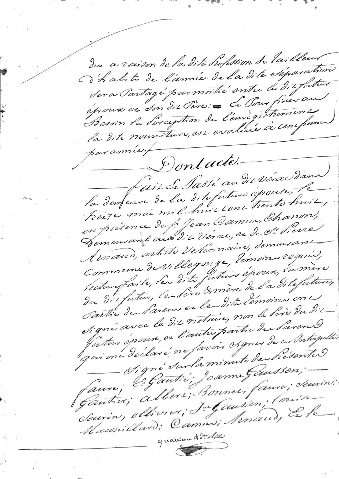 Marriage Contract between Jean Faure and Elizabeth Gautier (1838) - Page 7