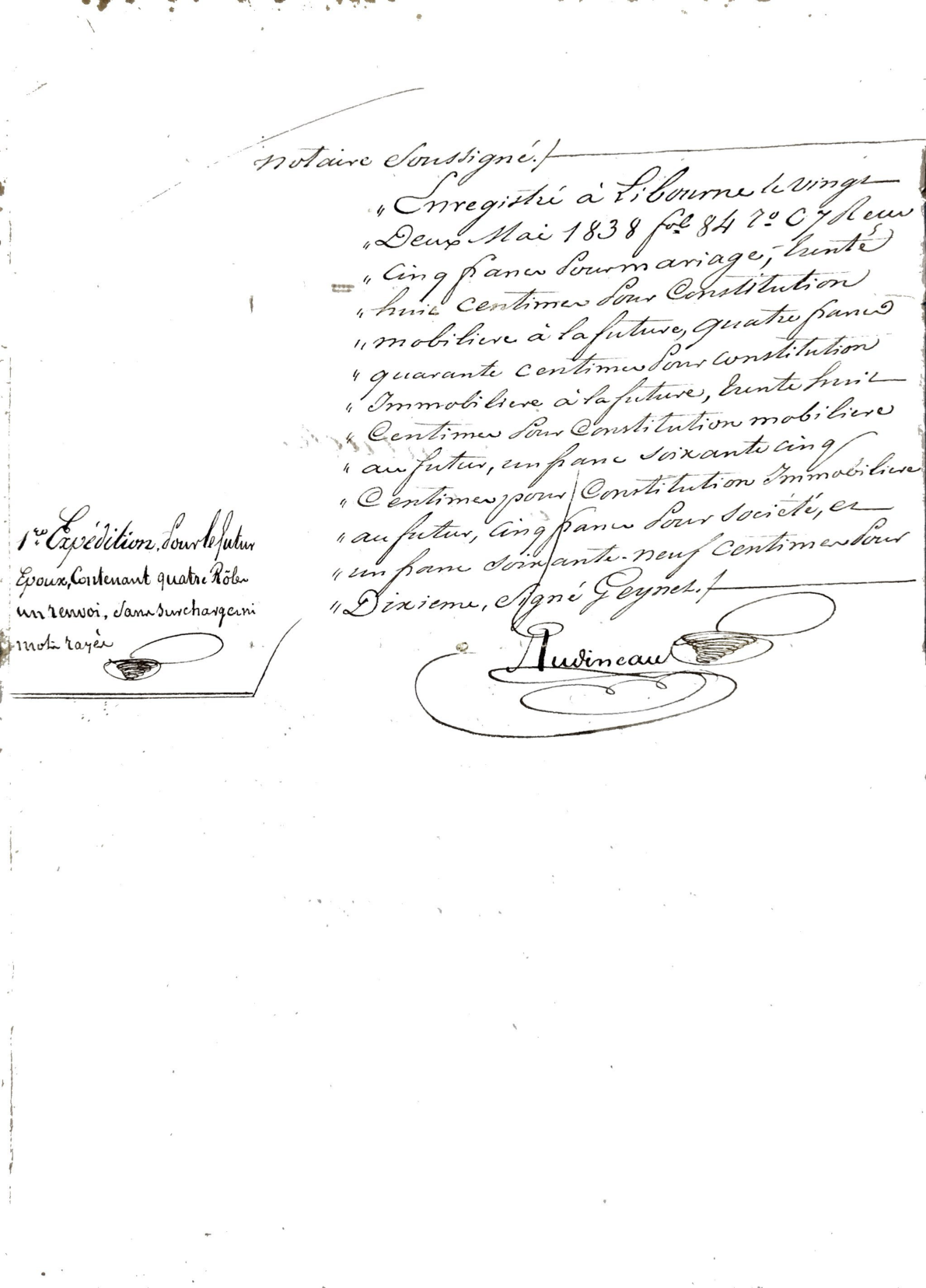 Marriage Contract between Jean Faure and Elizabeth Gautier (1838) - Page 8
