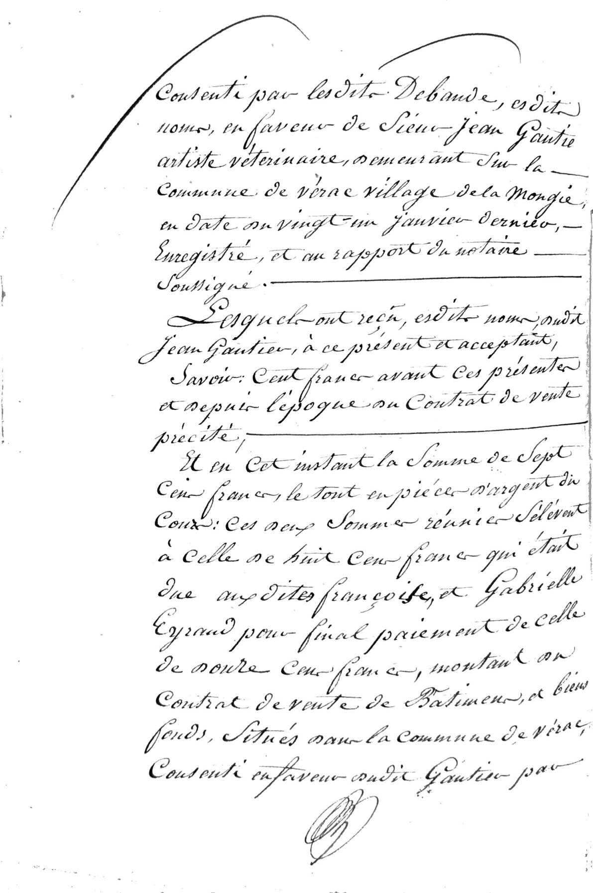 Quittance et Mainlevée: Debande/Eyrand to Gautier (1820) - Page 3