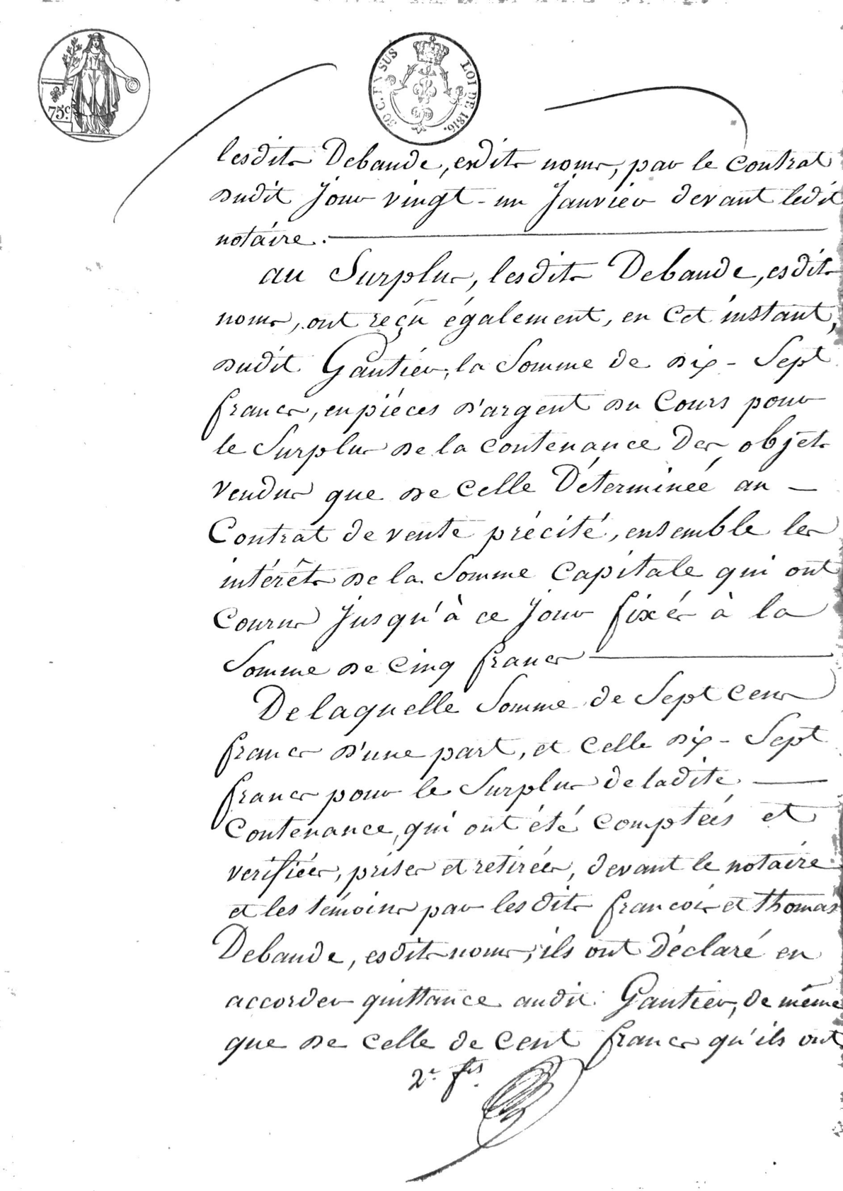 Quittance et Mainlevée: Debande/Eyrand to Gautier (1820) - Page 5