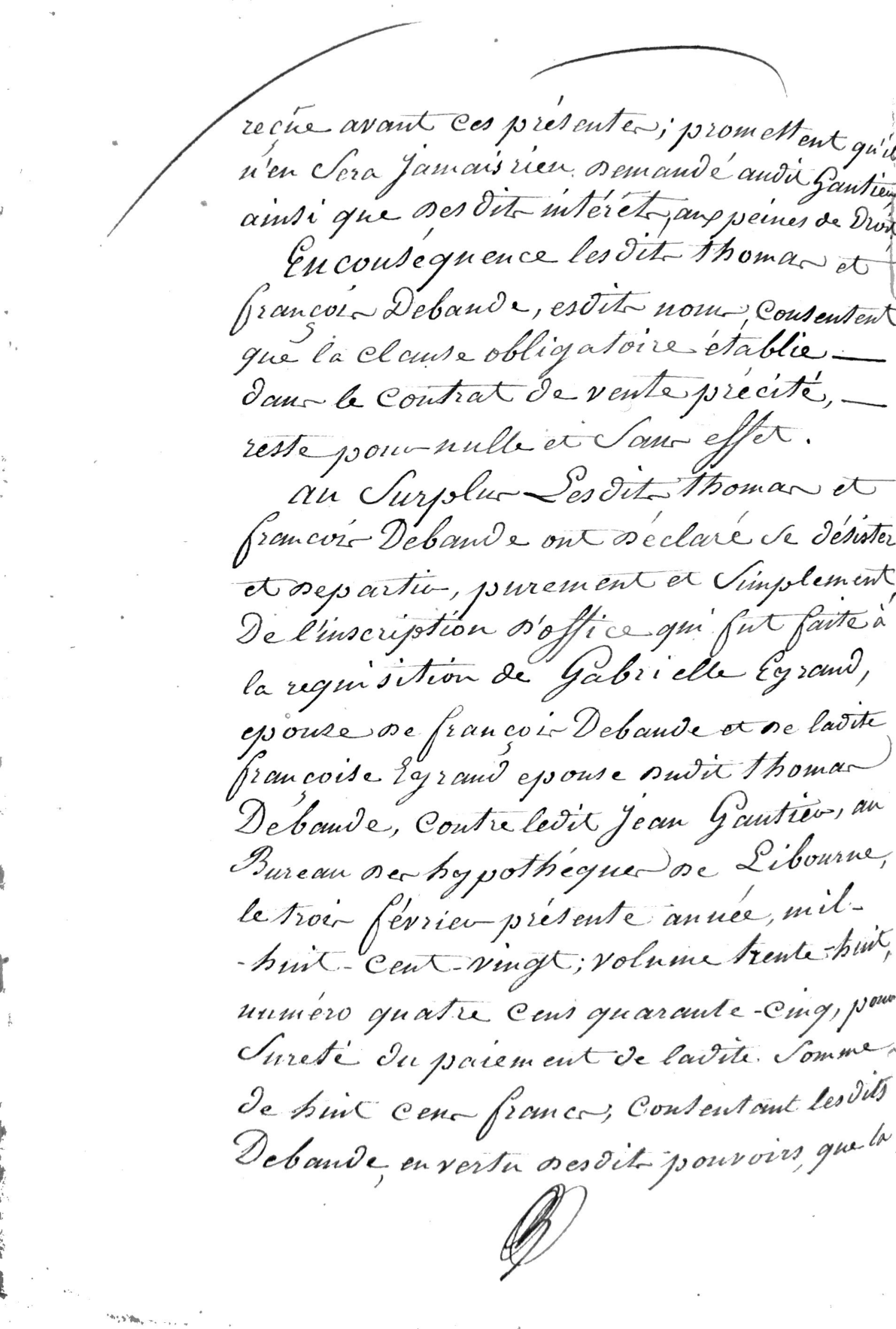 Quittance et Mainlevée: Debande/Eyrand to Gautier (1820) - Page 6