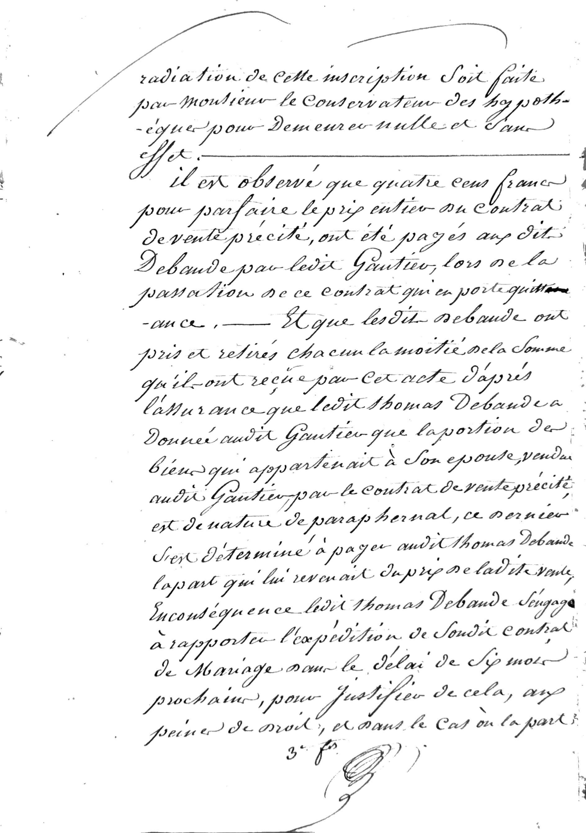 Quittance et Mainlevée: Debande/Eyrand to Gautier (1820) - Page 7