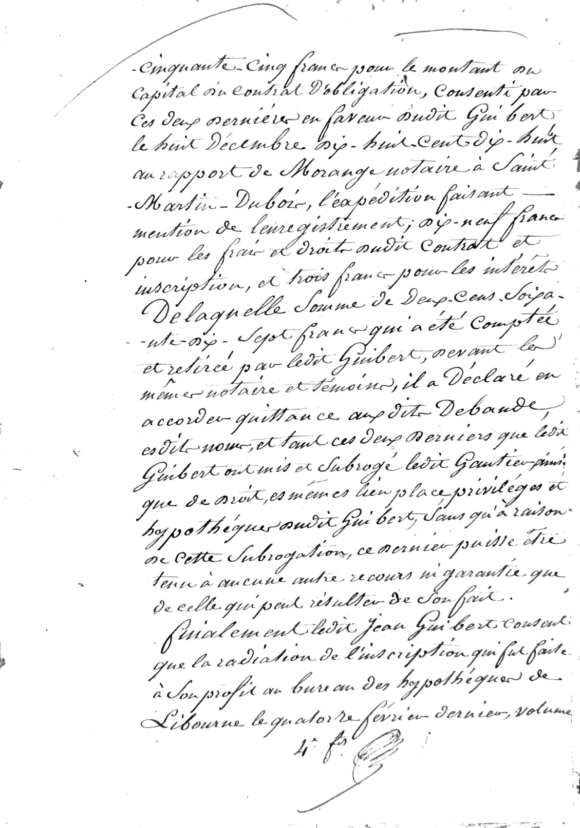 Quittance et Mainlevée: Debande/Eyrand to Gautier (1820) - Page 9