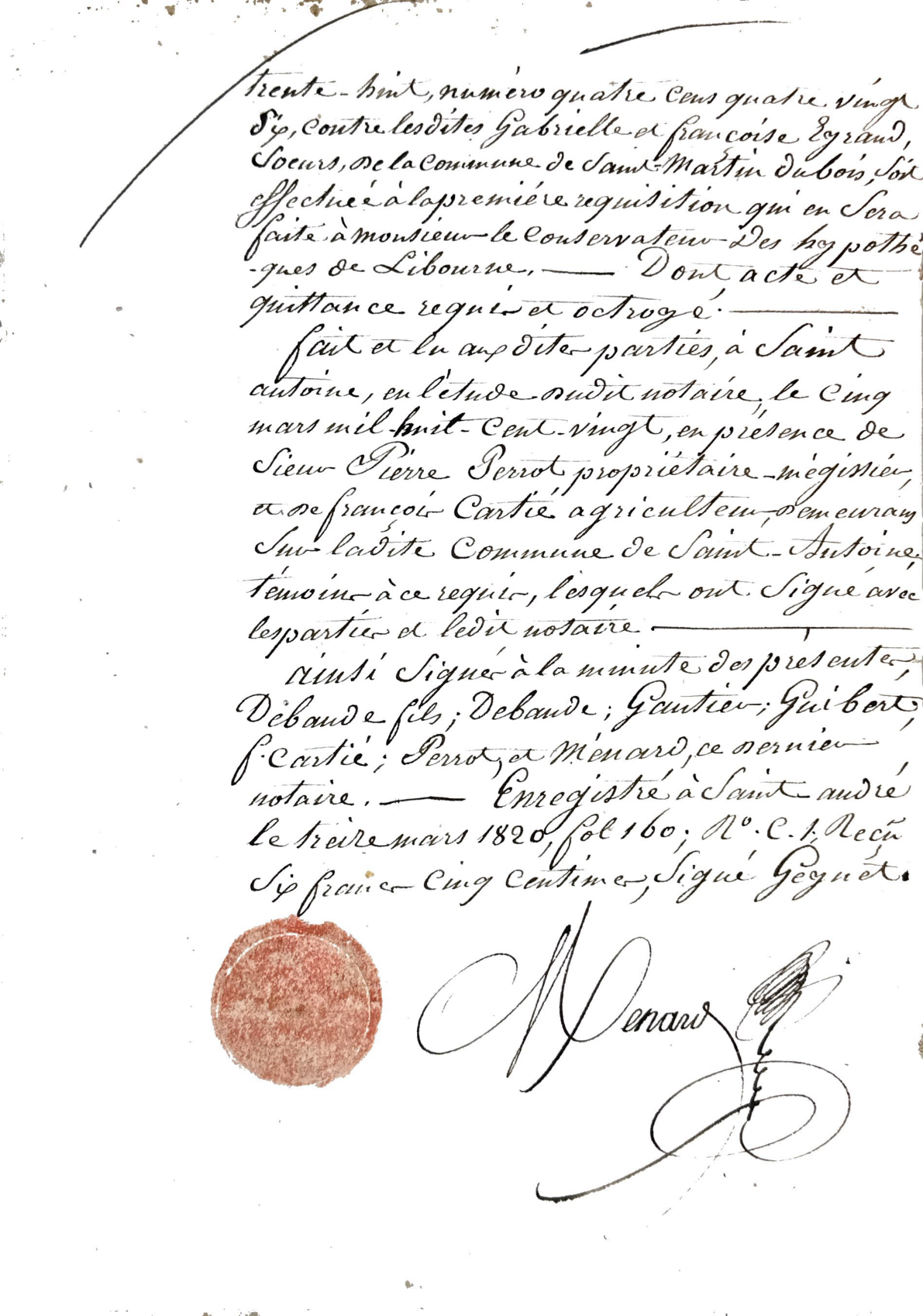 Quittance et Mainlevée: Debande/Eyrand to Gautier (1820) - Page 10