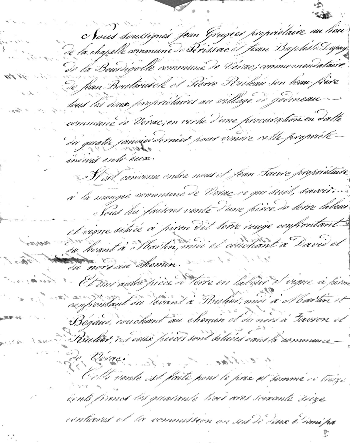 1857 Sale of Land in Vérac to Jean Faure - Page 2