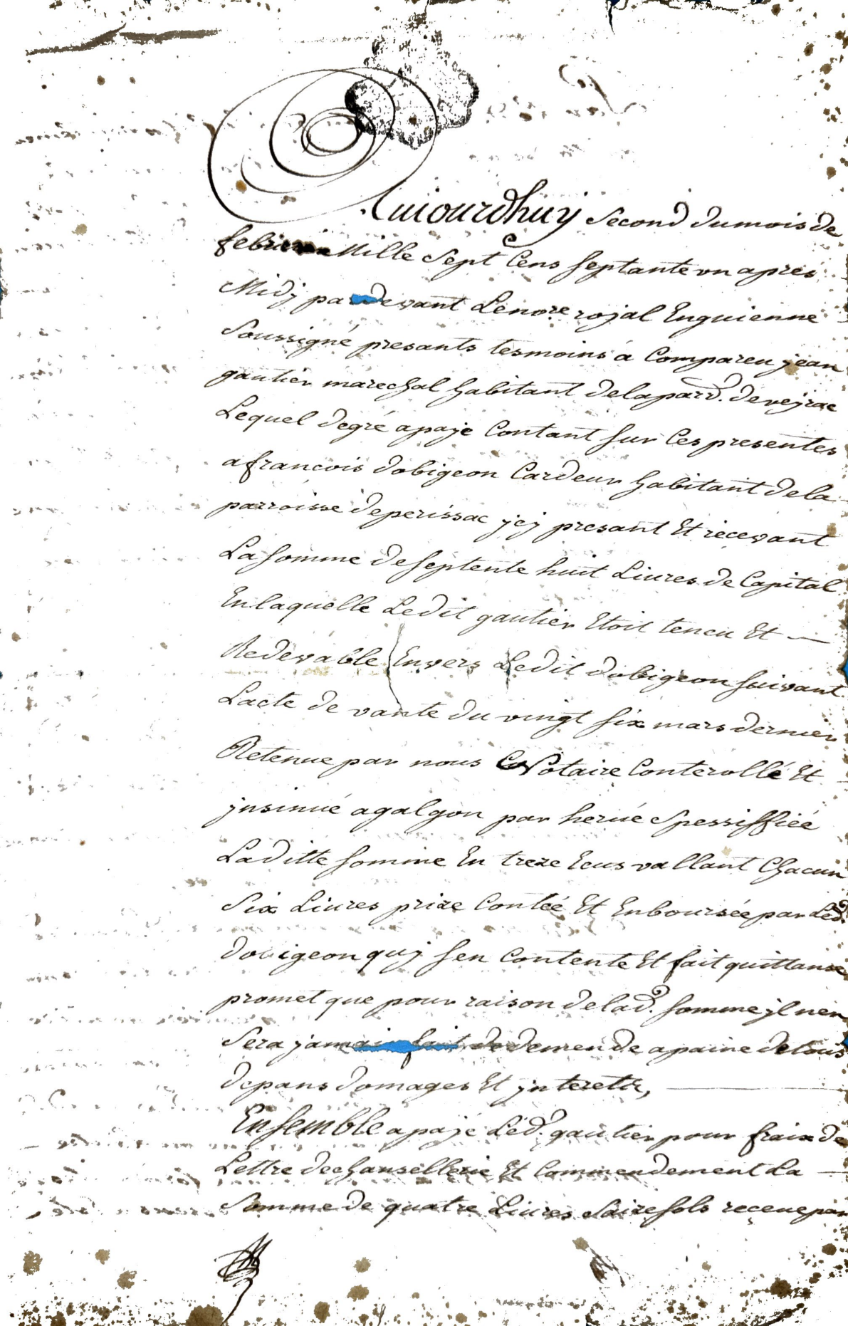 1771 Receipt and Mortgage Assignment between Gautier, Dobigeon, and Arnaud - Page 2