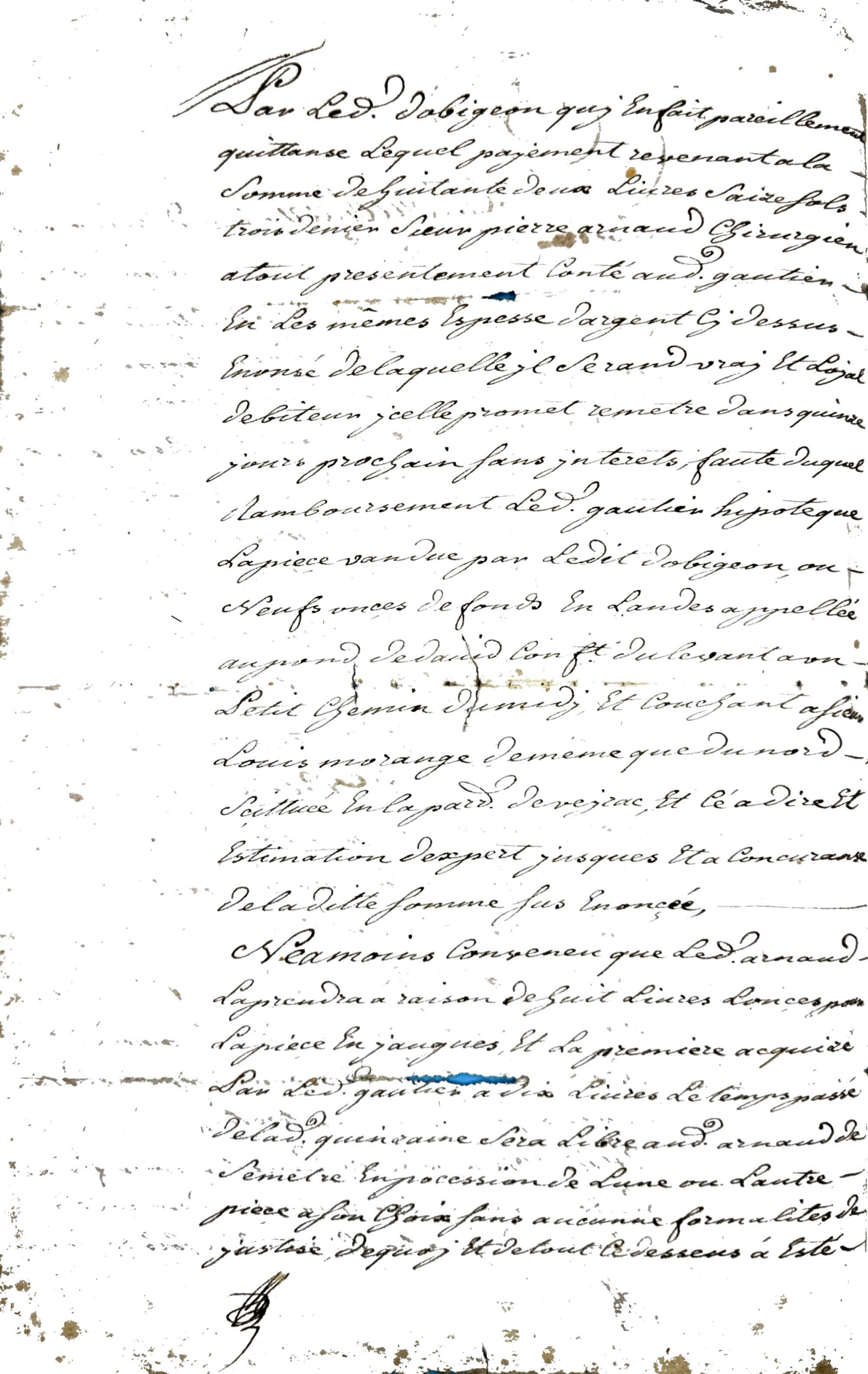 1771 Receipt and Mortgage Assignment between Gautier, Dobigeon, and Arnaud - Page 3