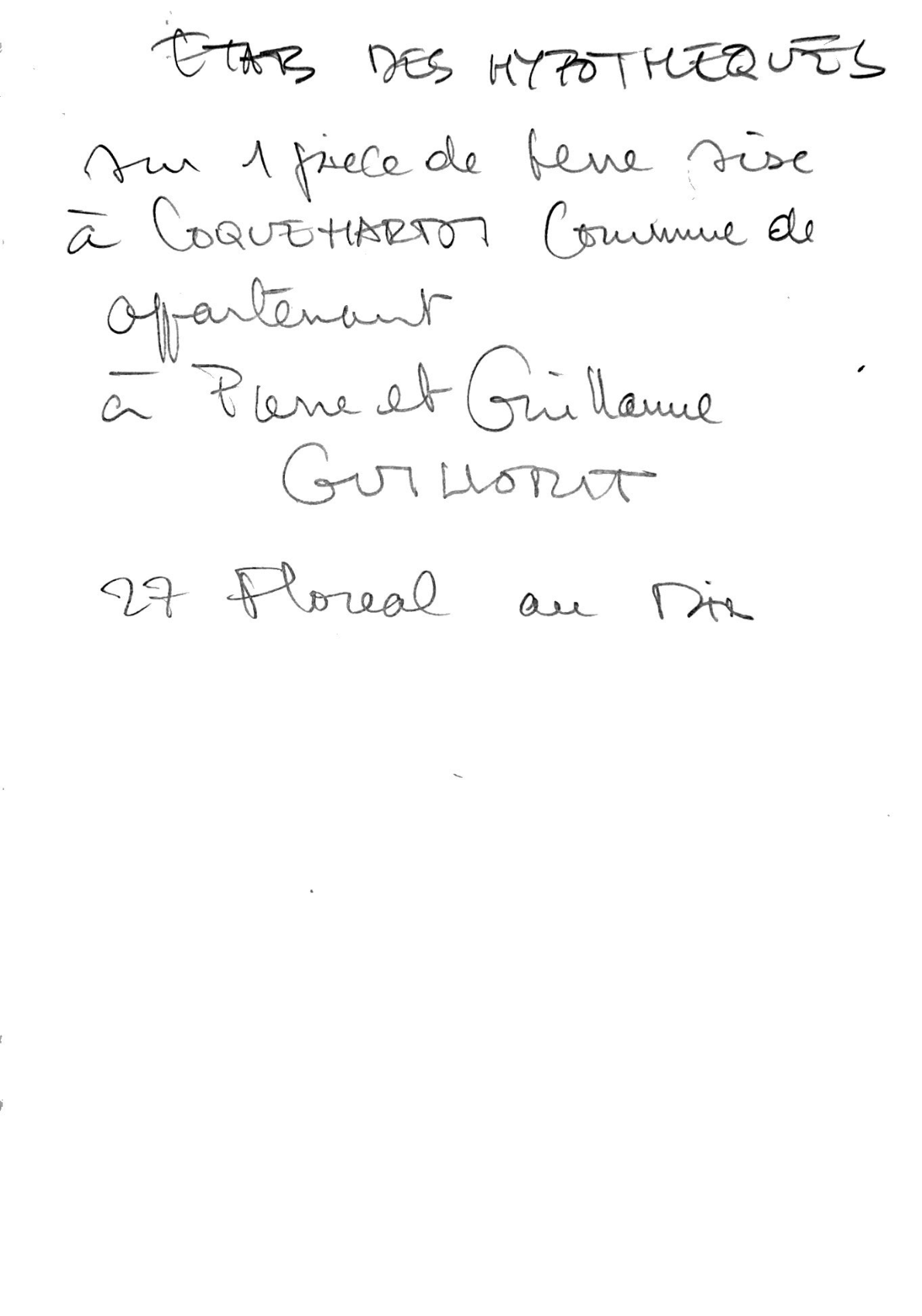 Certified Statement of Mortgages, Libourne (Guillorit Family), 1818