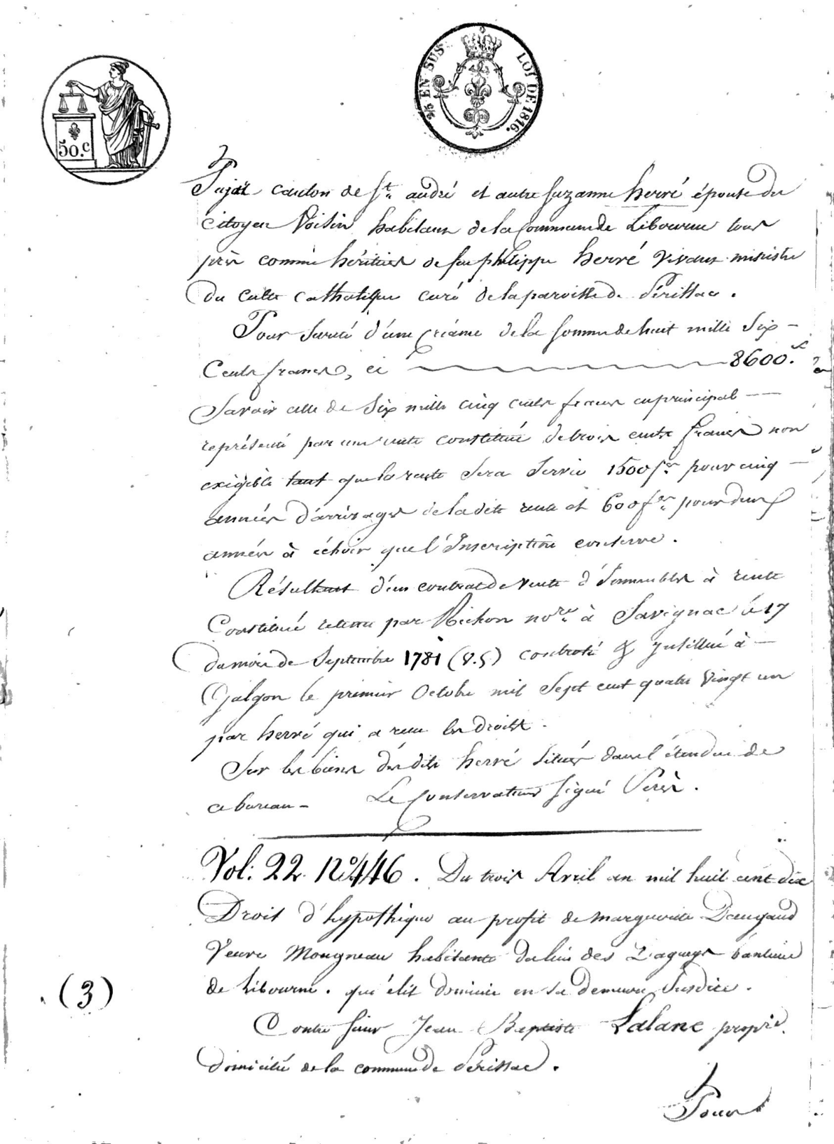 Certified Statement of Mortgages, Libourne (Guillorit Family), 1818 - Page 4