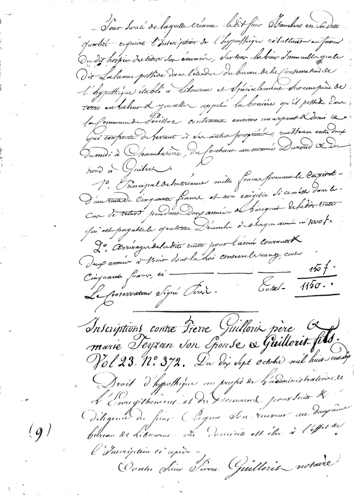 Certified Statement of Mortgages, Libourne (Guillorit Family), 1818 - Page 11