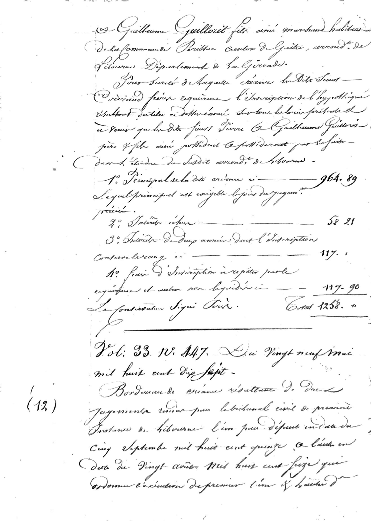 Certified Statement of Mortgages, Libourne (Guillorit Family), 1818 - Page 14