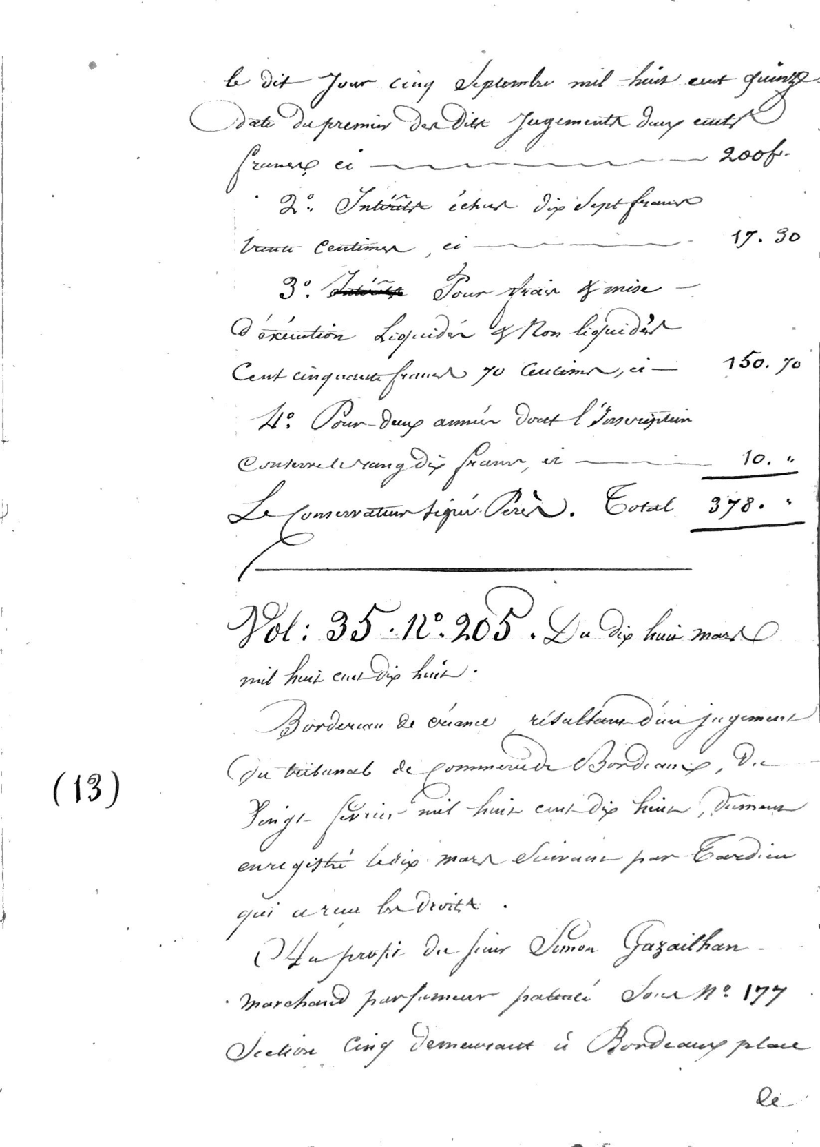 Certified Statement of Mortgages, Libourne (Guillorit Family), 1818 - Page 16