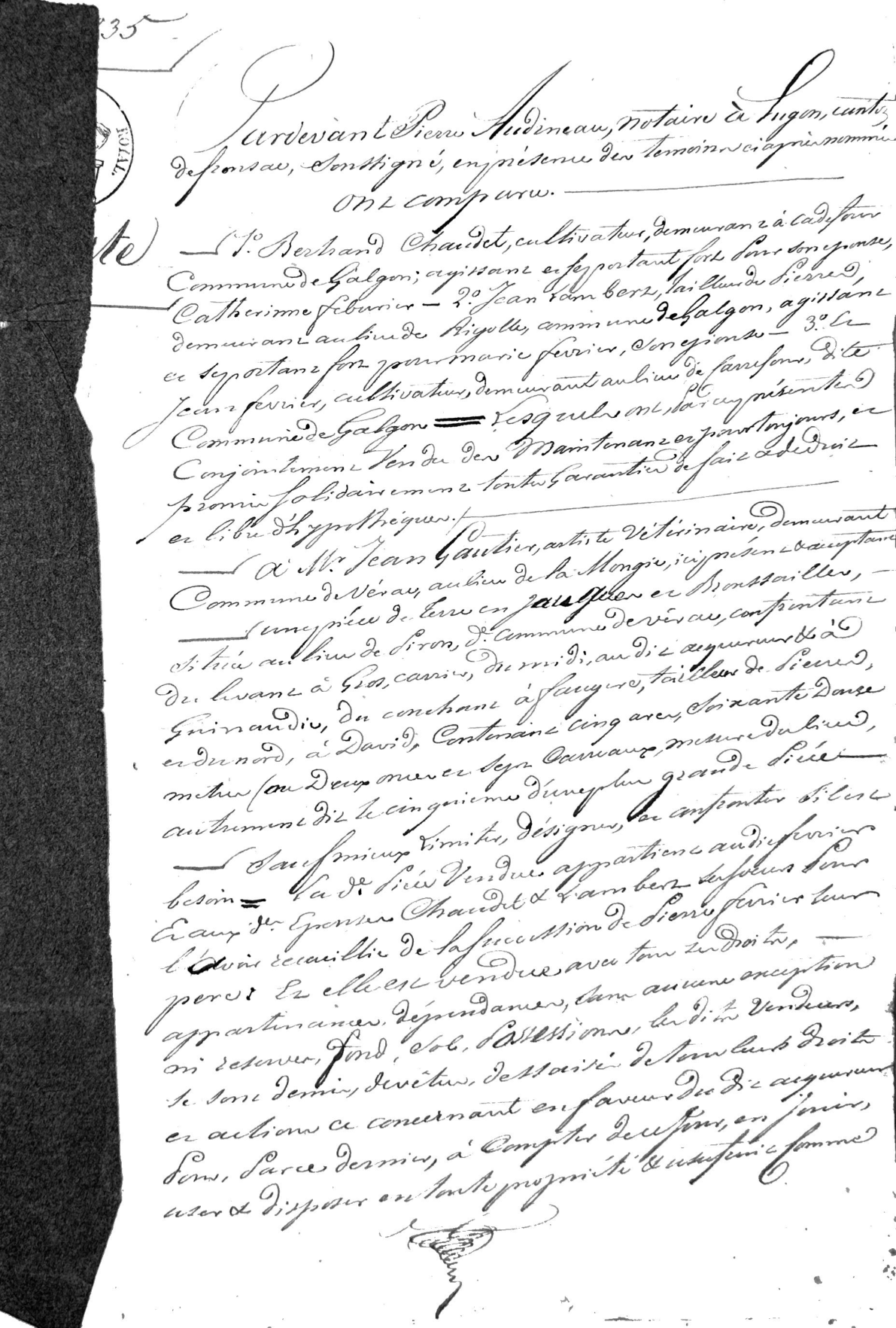 Two Deeds of Sale of Land to Jean Gautier, June 9, 1835 - Page 2
