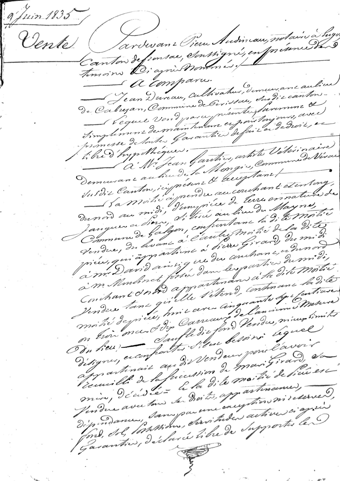 Two Deeds of Sale of Land to Jean Gautier, June 9, 1835 - Page 4