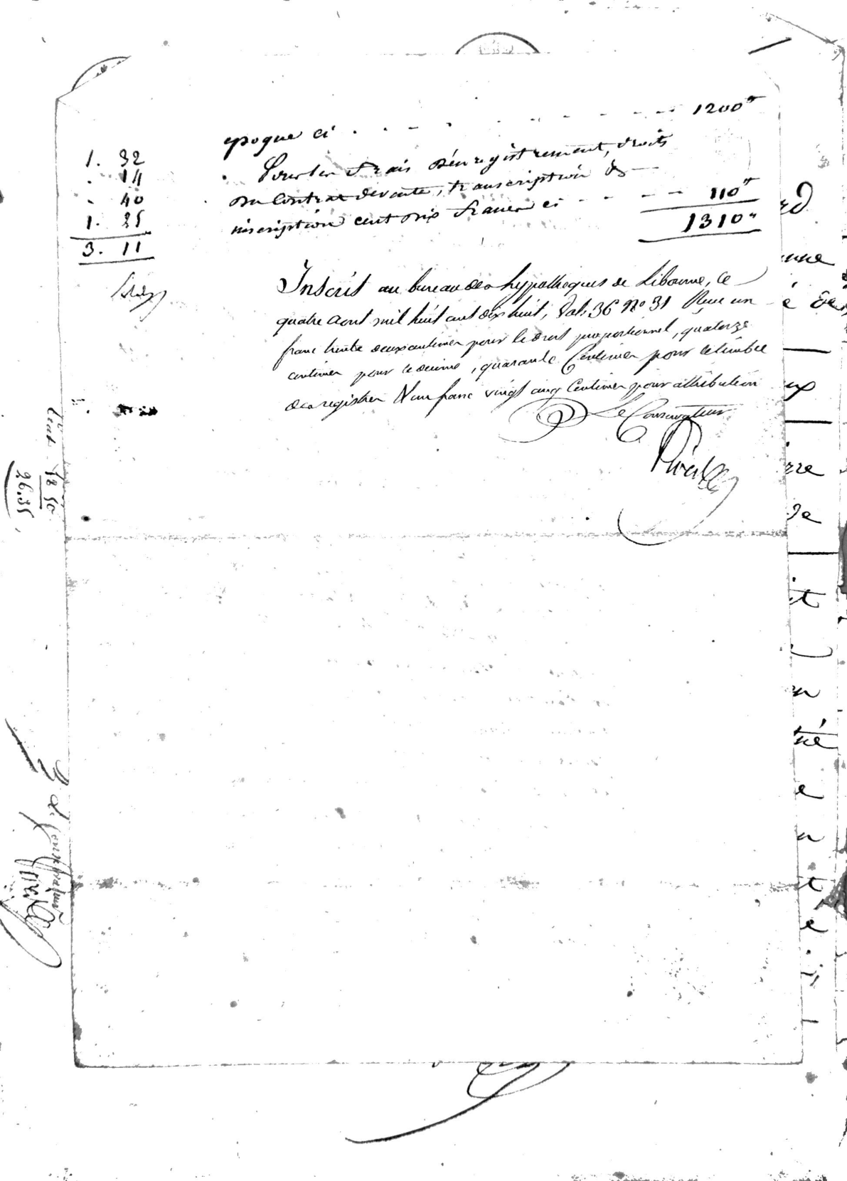 Act of Sale and Mortgage Registration (1818): Guillorit to Gautier - Page 3