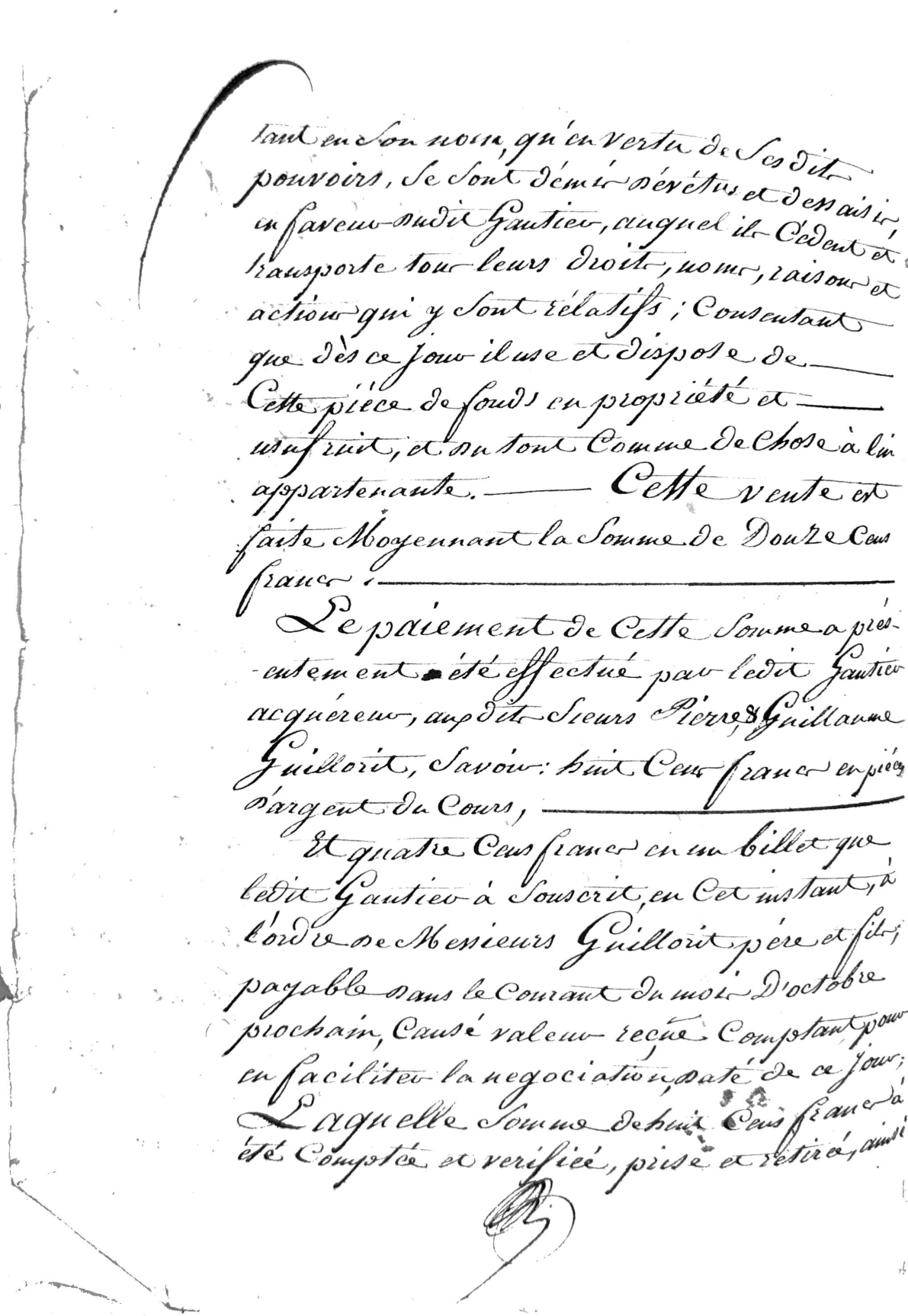 Act of Sale and Mortgage Registration (1818): Guillorit to Gautier - Page 7