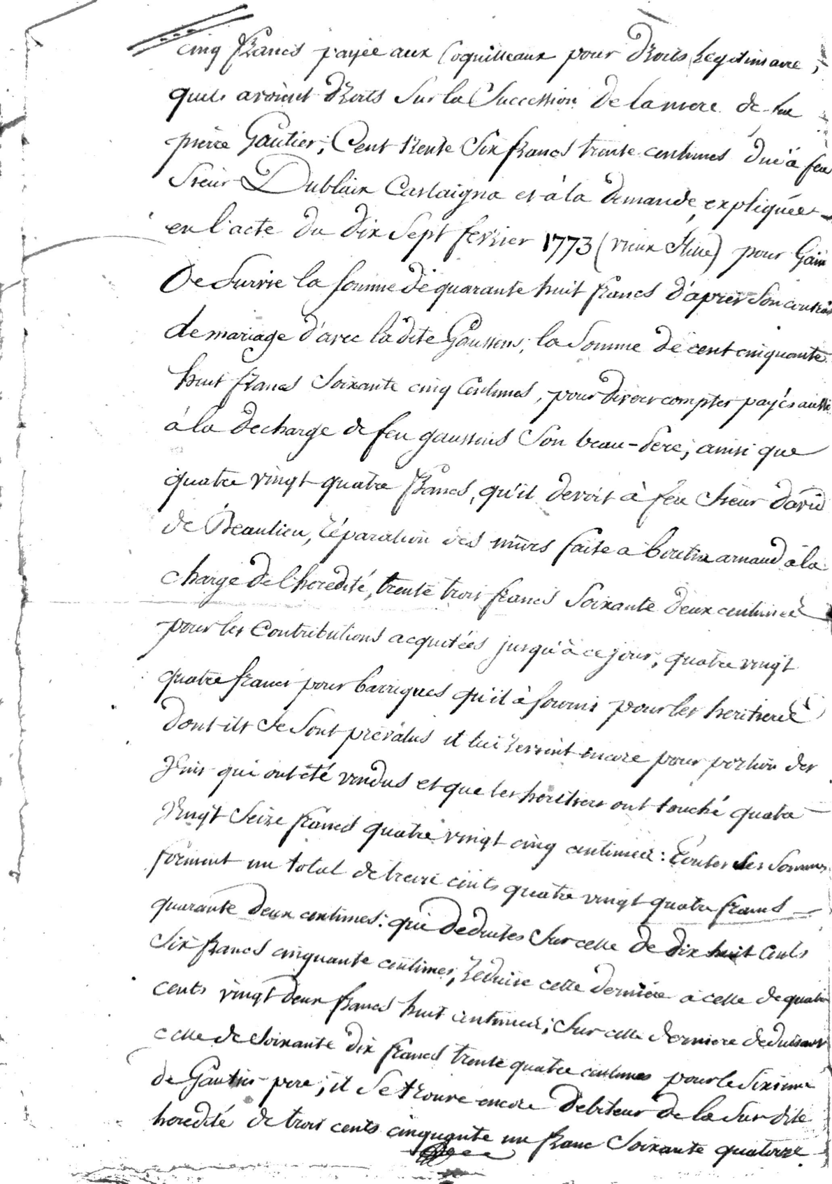 Estate Inventory and Partition of Pierre Gautier, Soldier of the Republic (Year 11-13) - Page 9