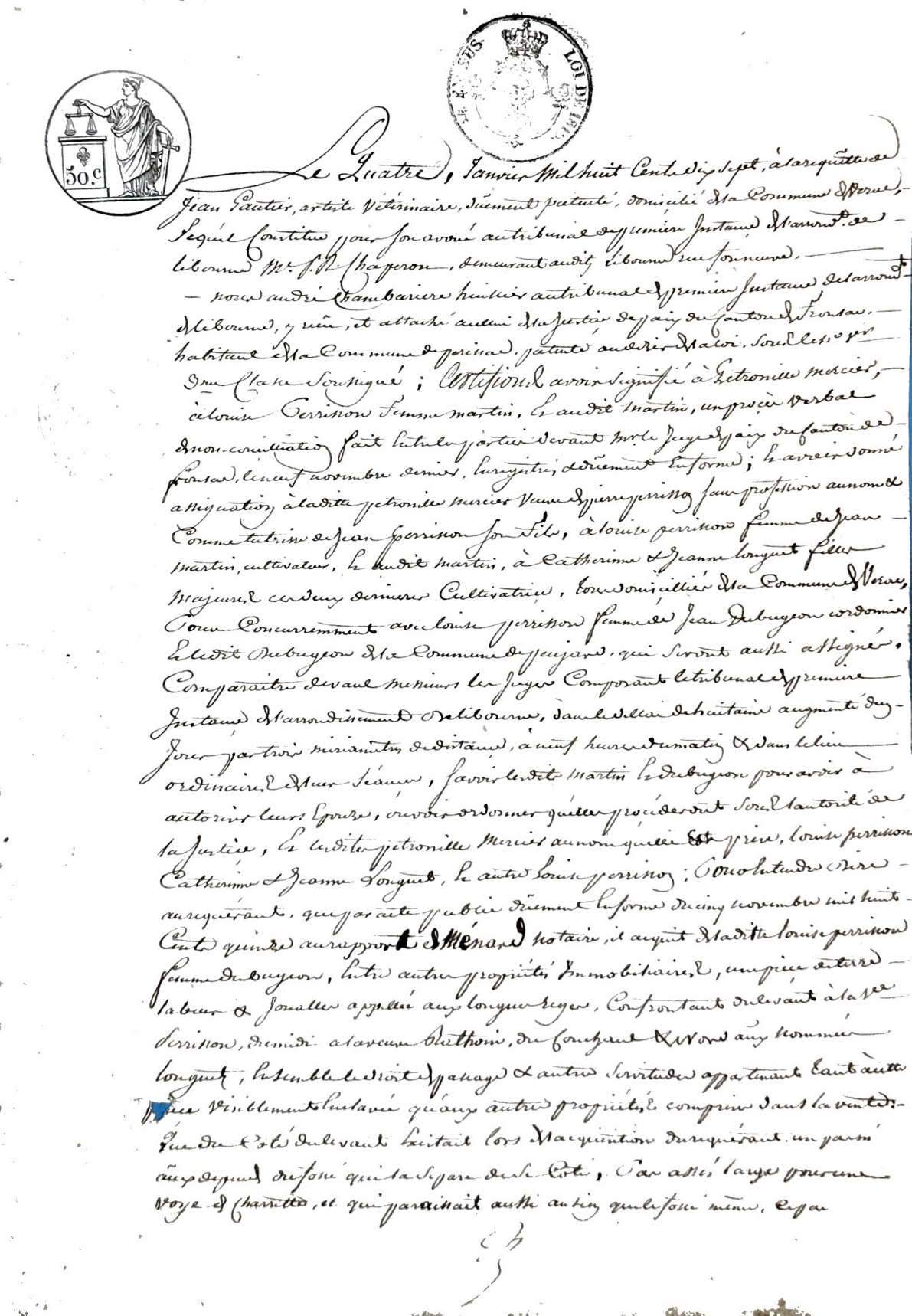 1817 Legal Summons and Property Dispute: Gautier vs. Neighbors (Libourne) - Page 4