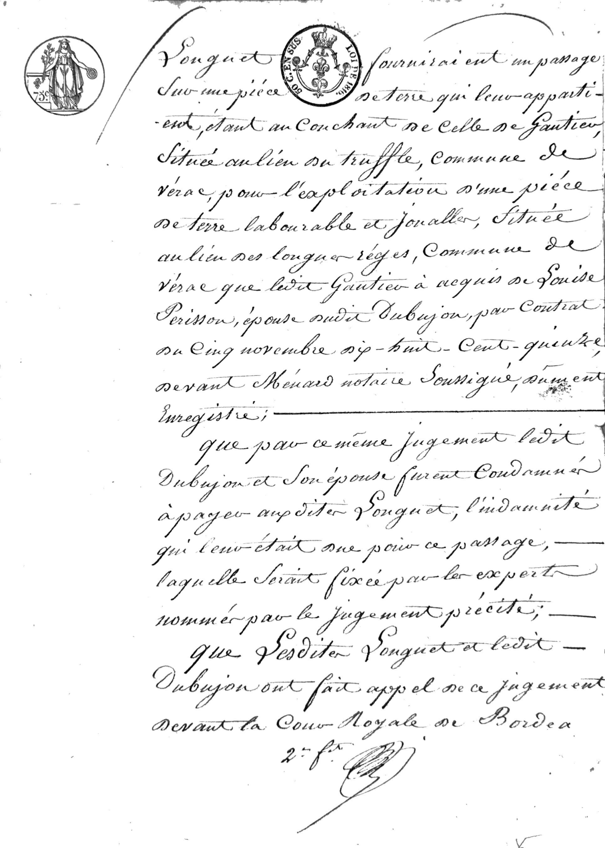 1820 Settlement Agreement Regarding Right of Way in Vérac - Page 3