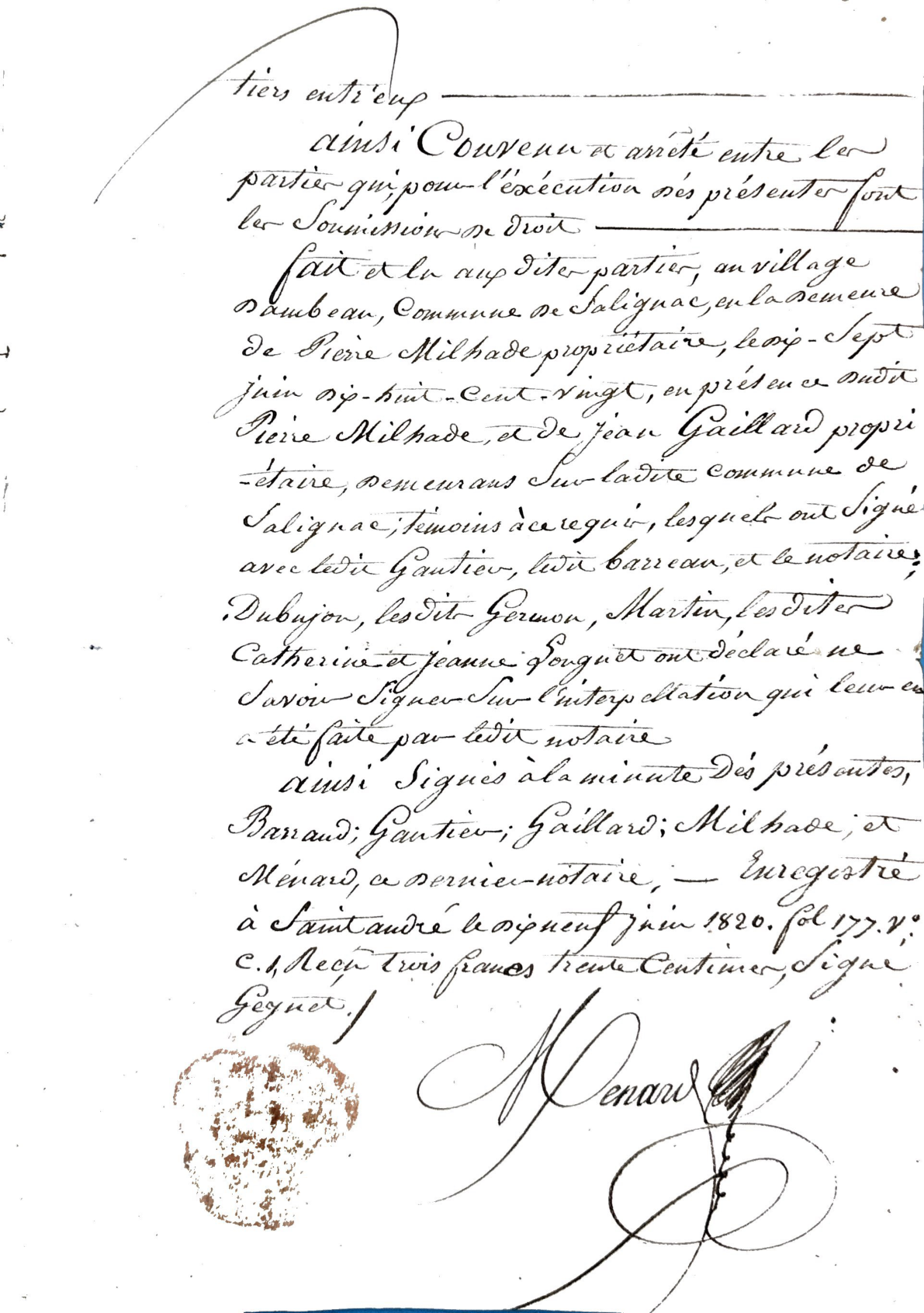 1820 Settlement Agreement Regarding Right of Way in Vérac - Page 7
